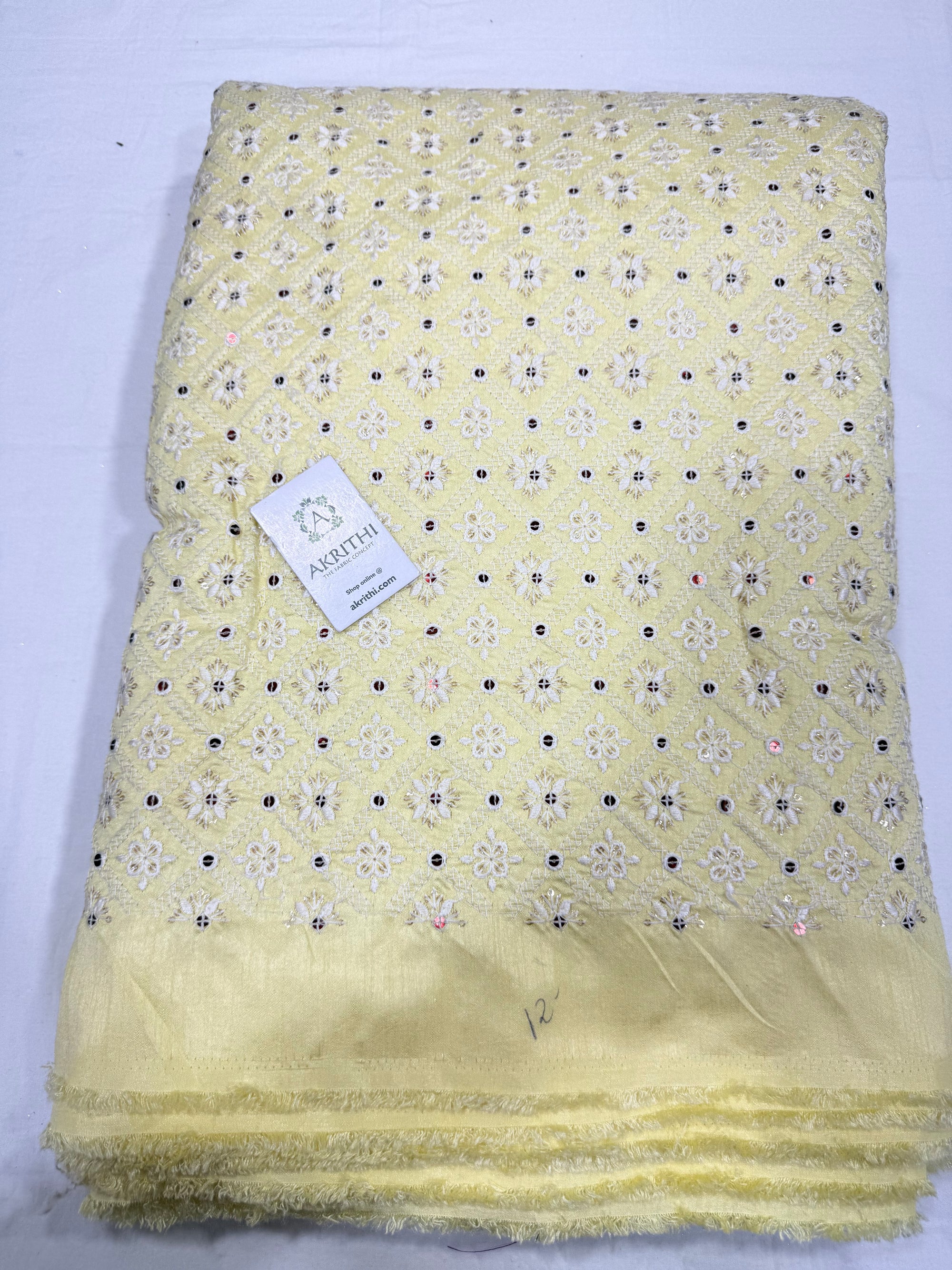 Embroidered Raw silk fabric
