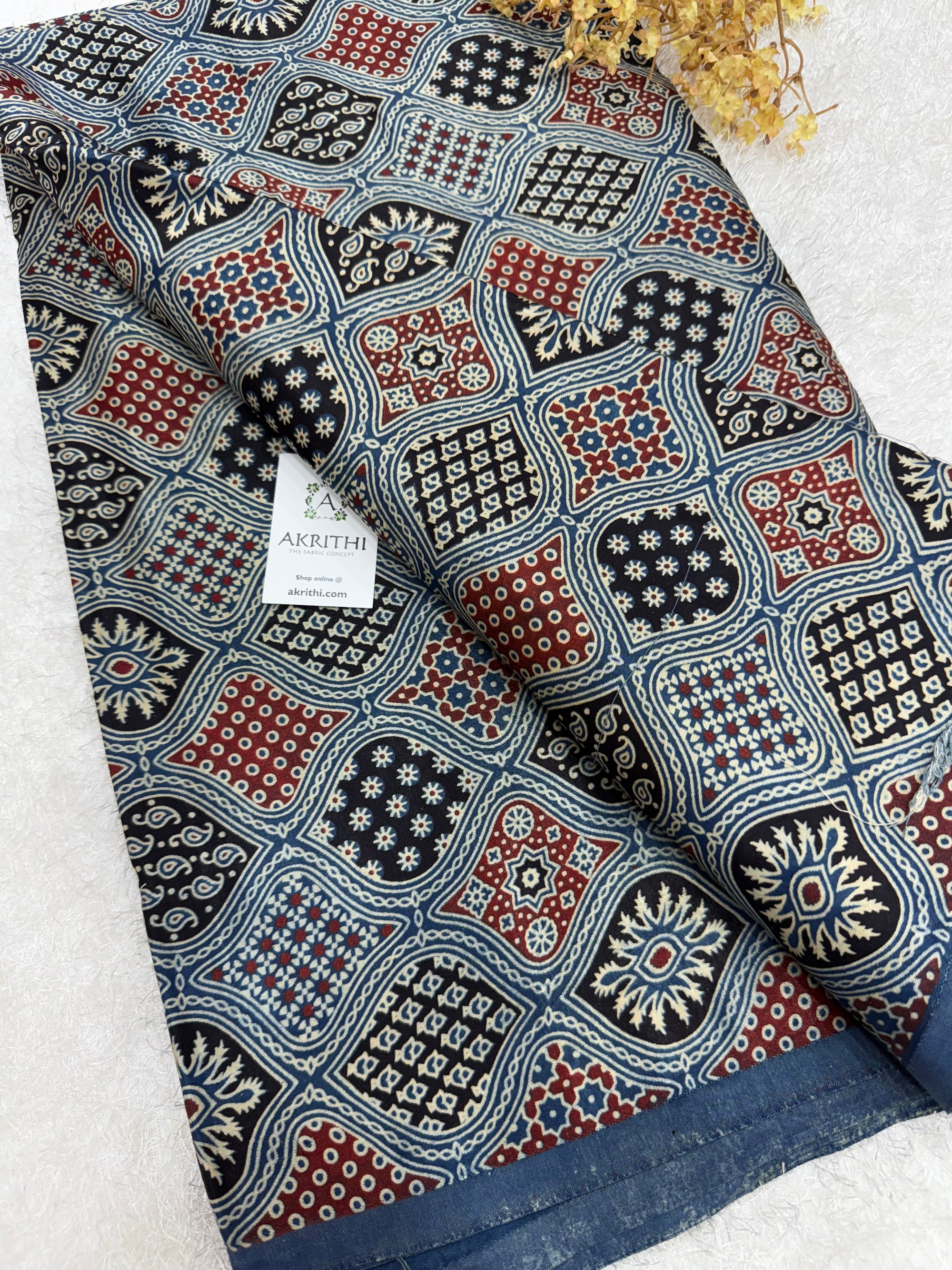 Ajrakh pure mashru silk fabric