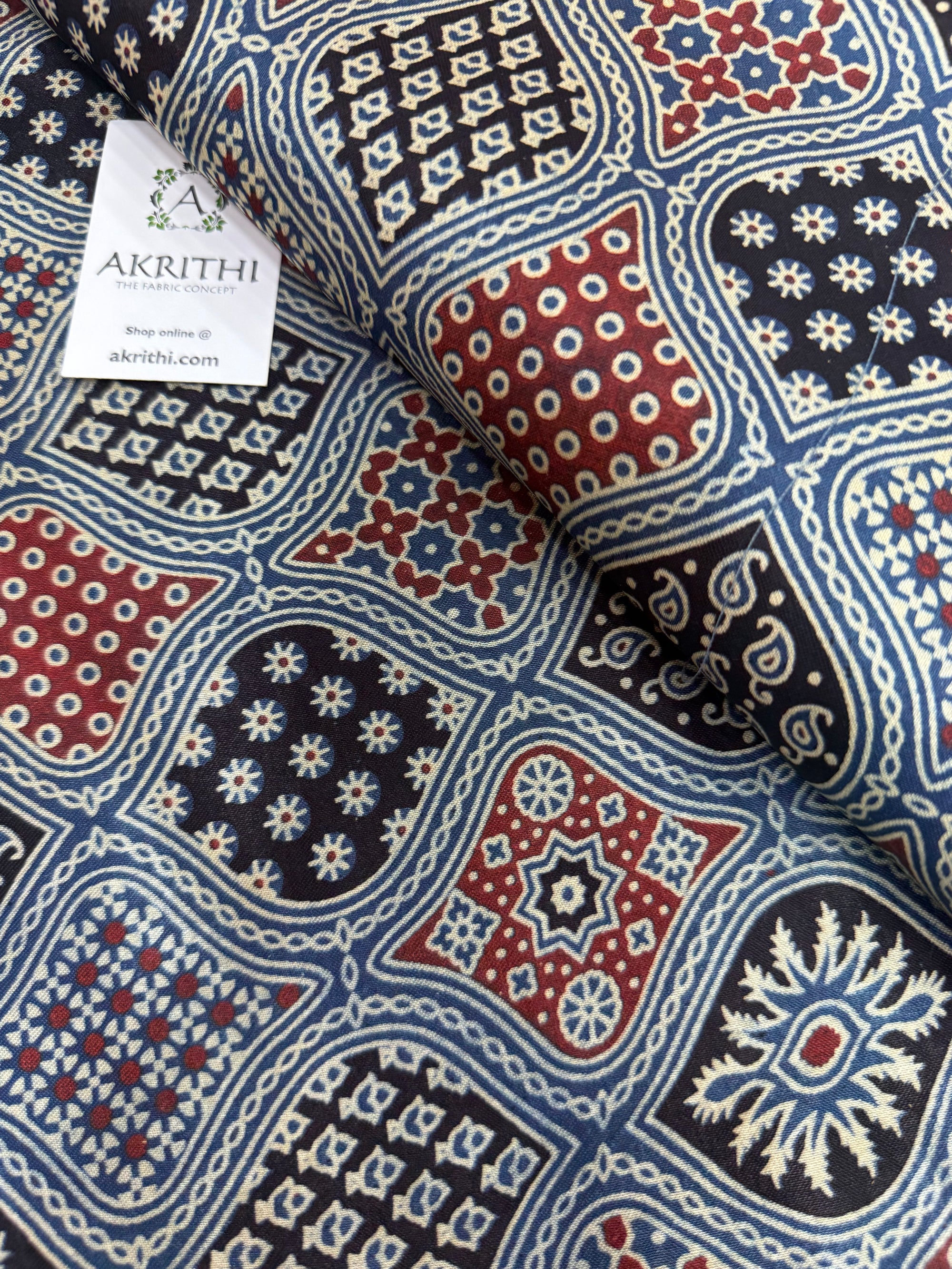 Ajrakh pure mashru silk fabric