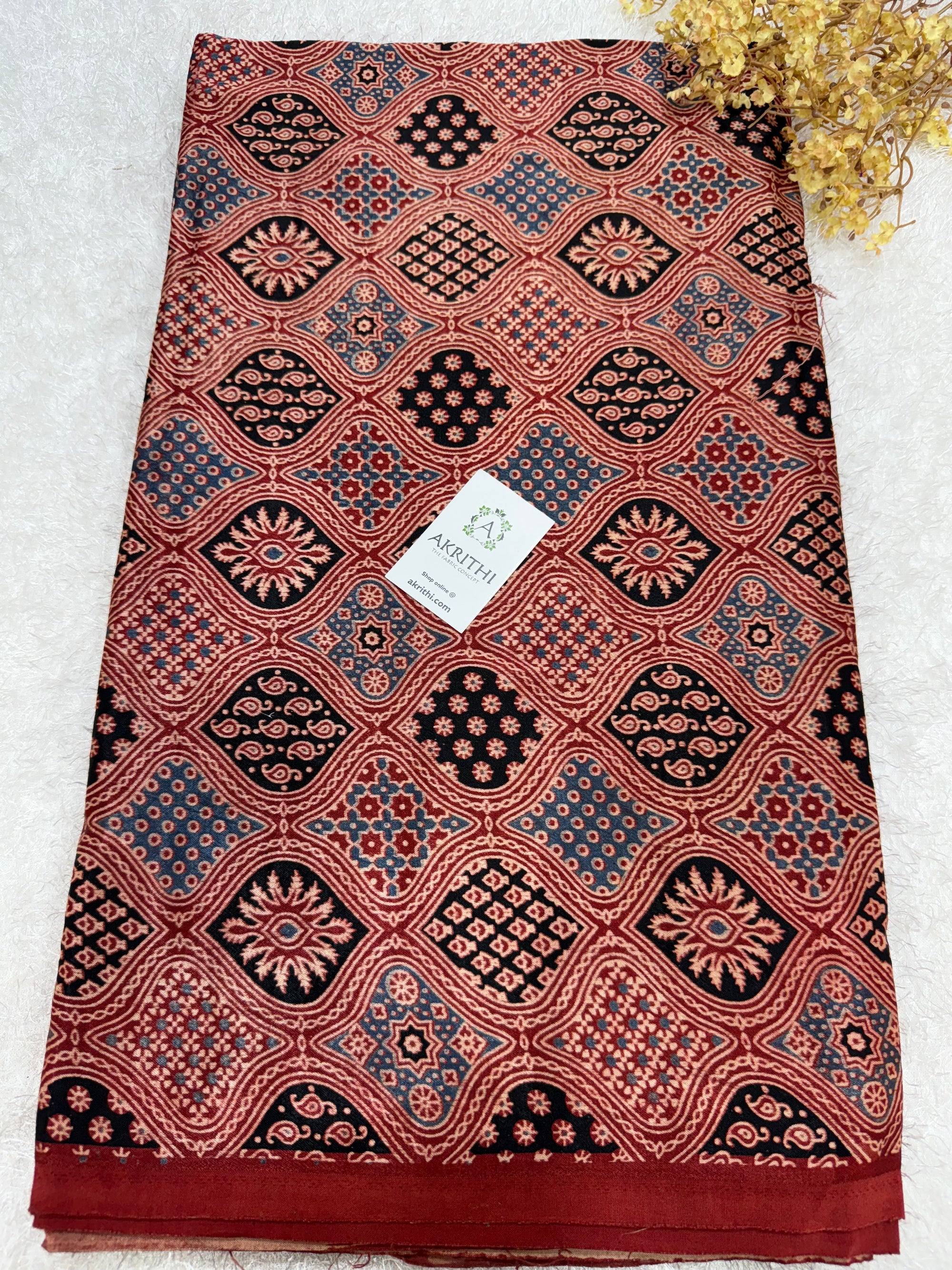 Ajrakh pure mashru silk fabric