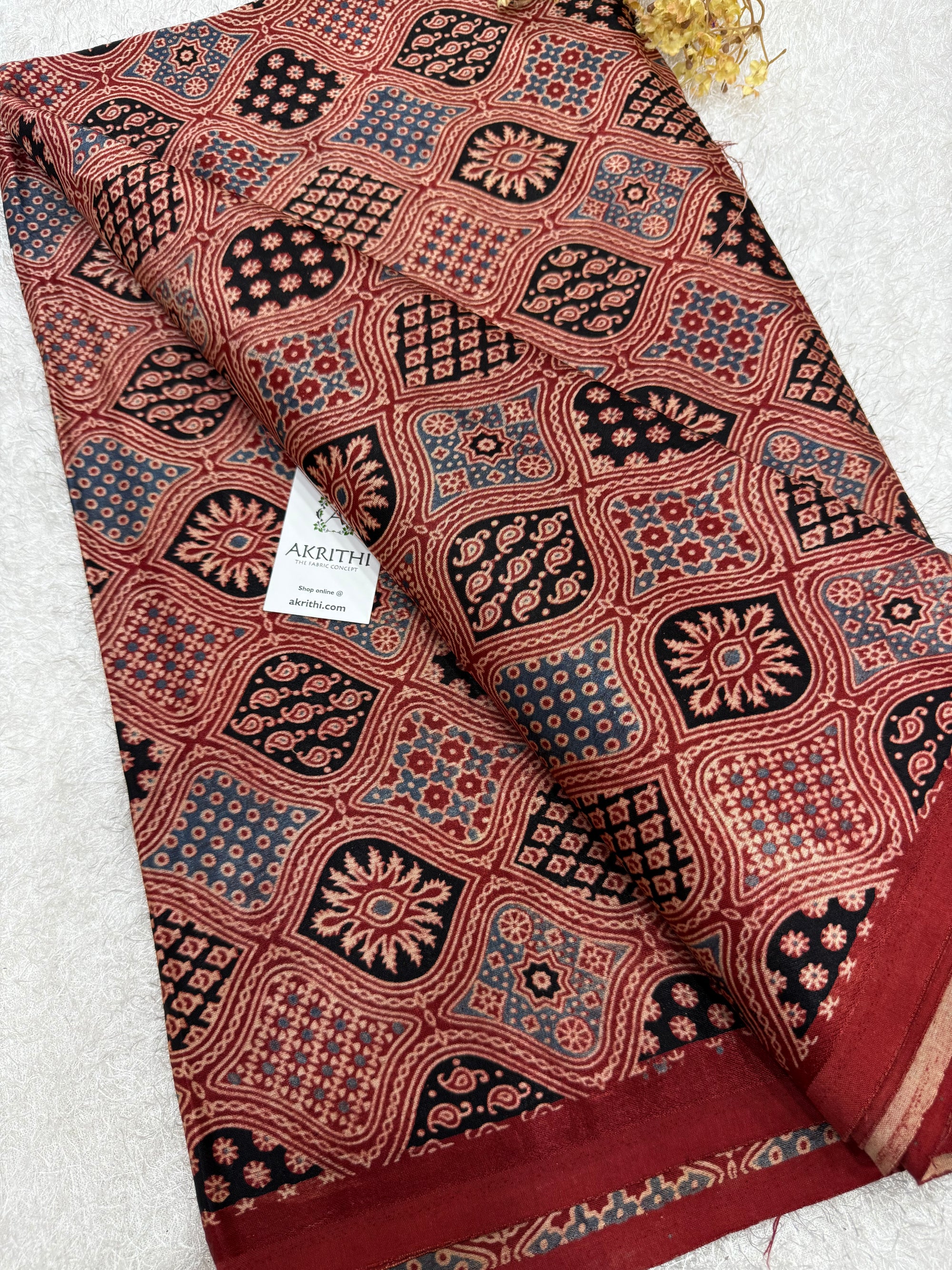 Ajrakh pure mashru silk fabric
