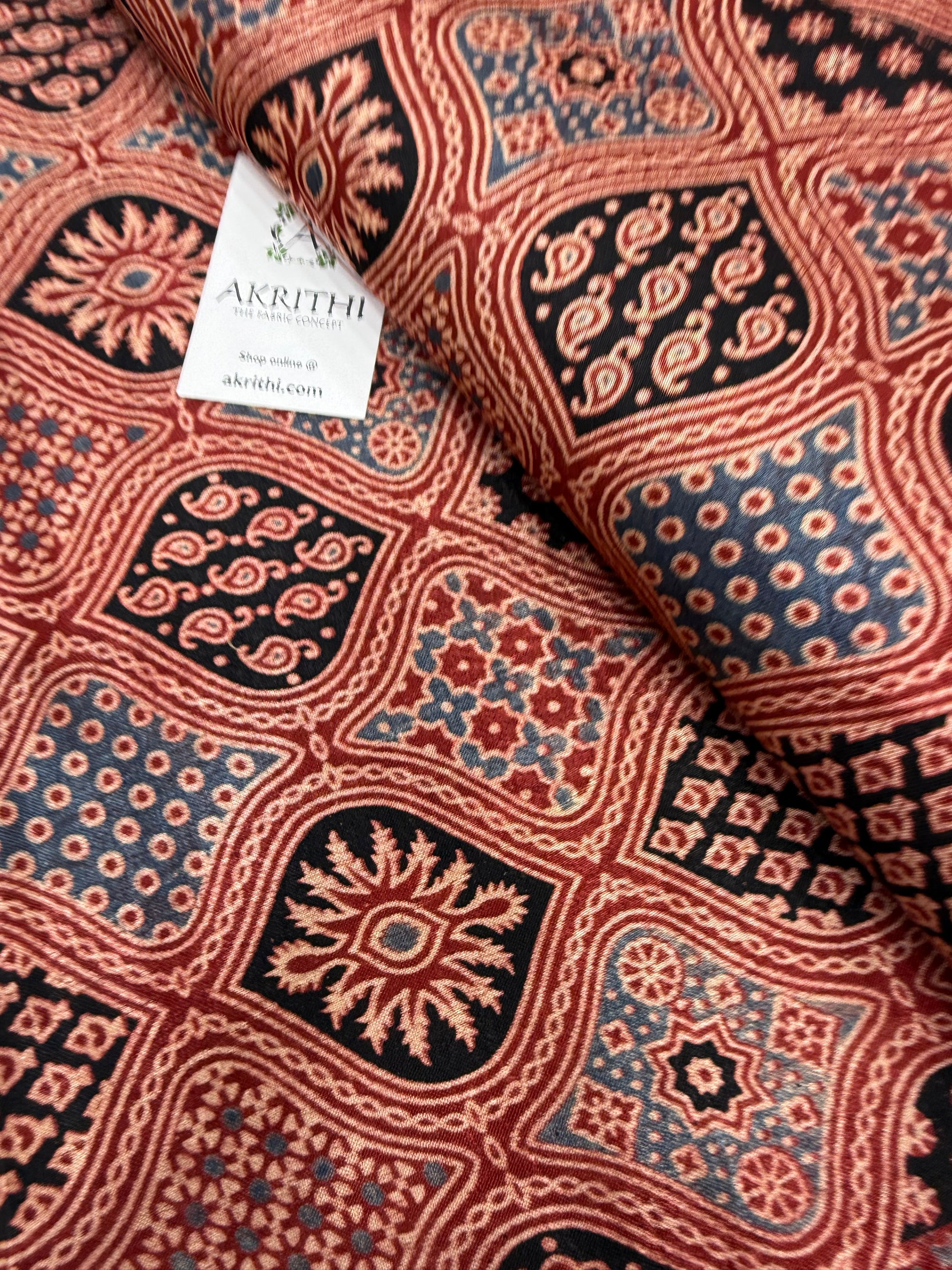 Ajrakh pure mashru silk fabric