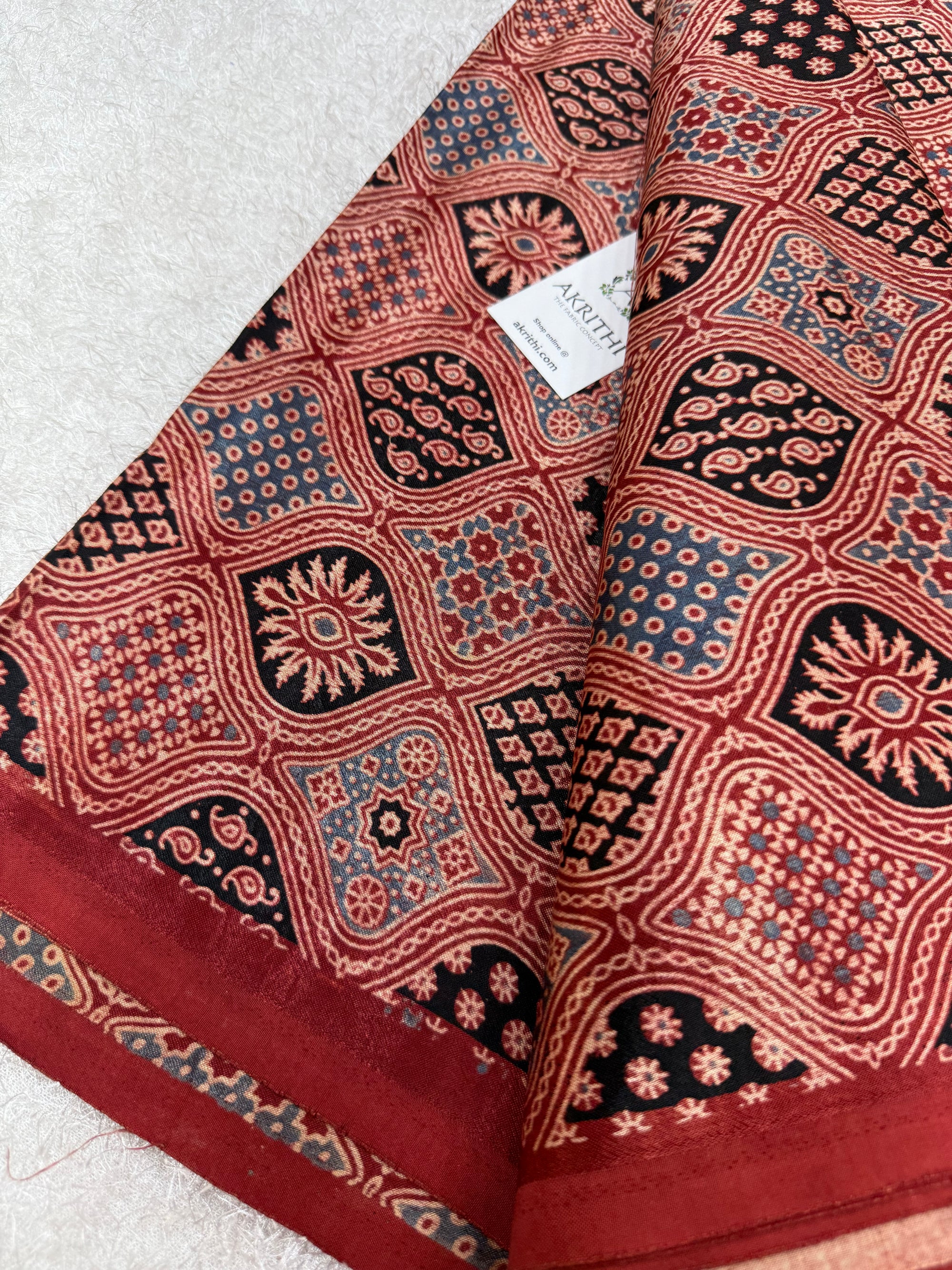 Ajrakh pure mashru silk fabric