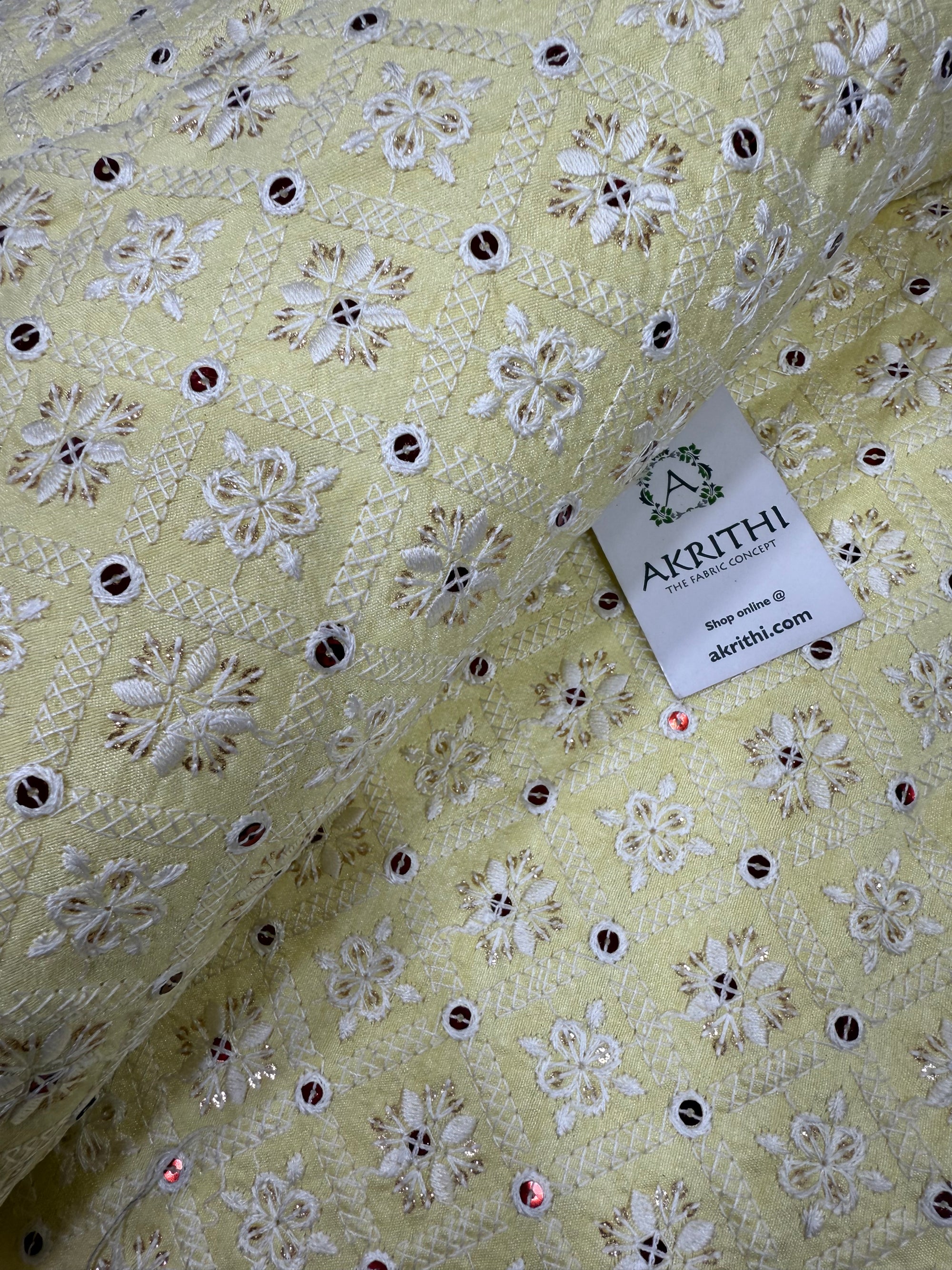 Embroidered Raw silk fabric