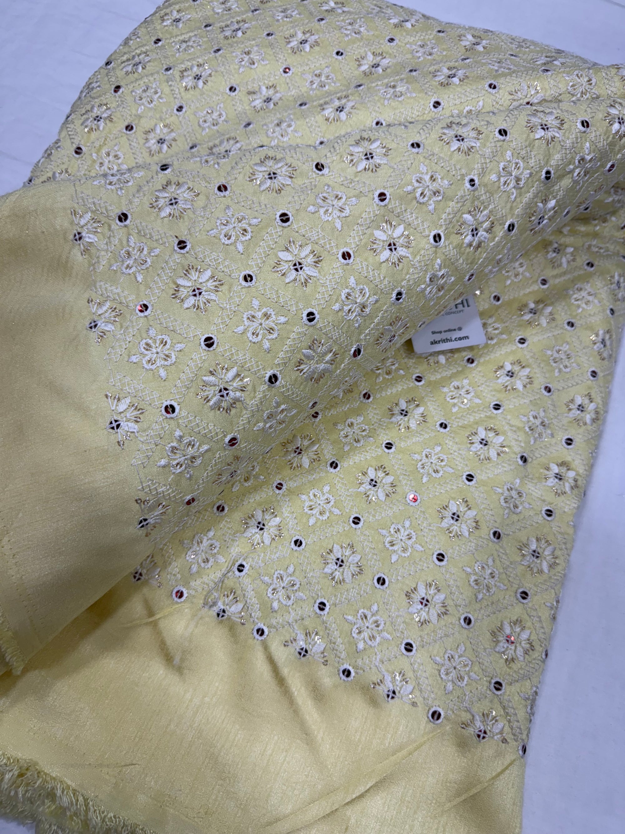 Embroidered Raw silk fabric