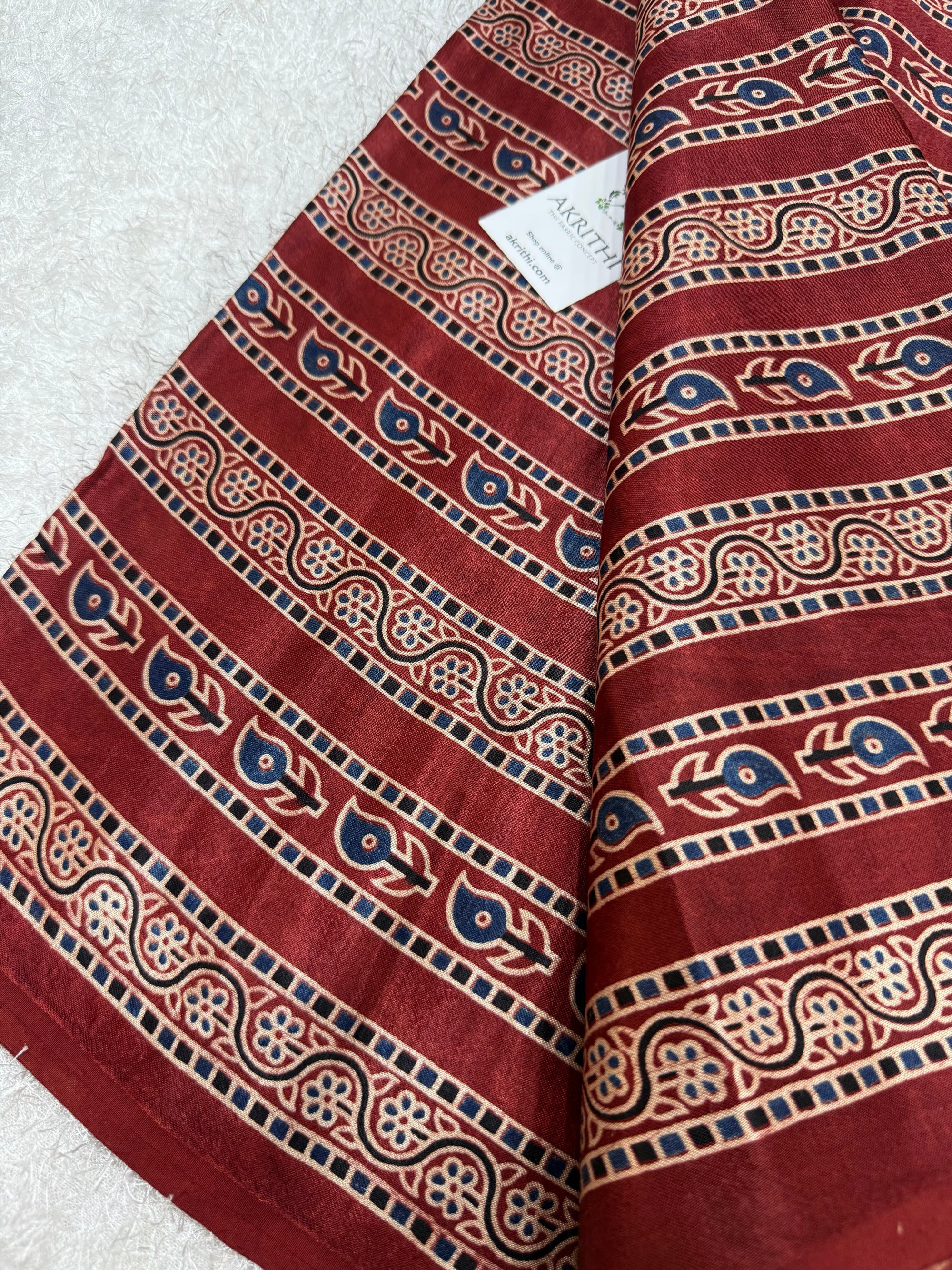 Ajrakh pure mashru silk fabric