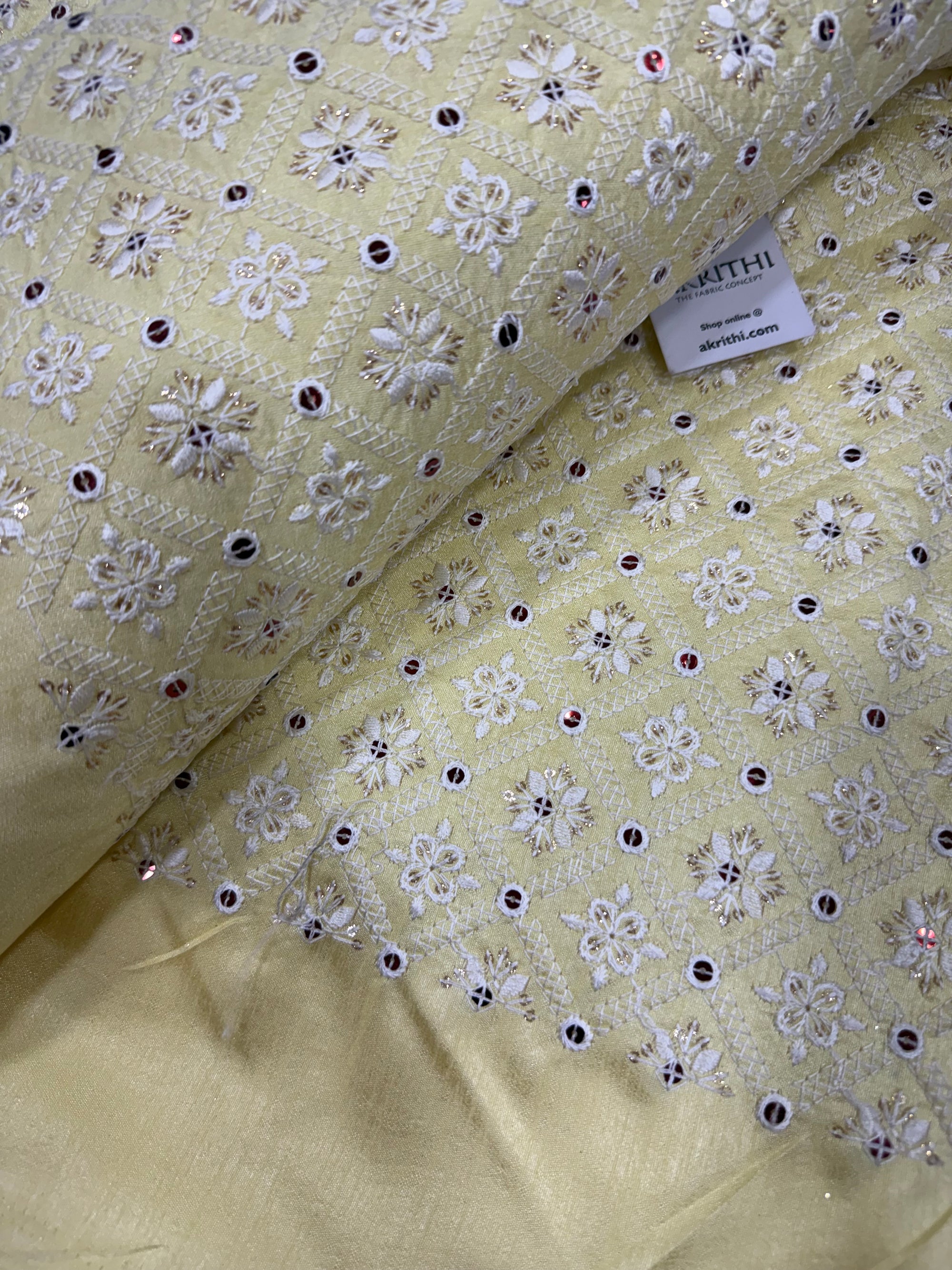Embroidered Raw silk fabric