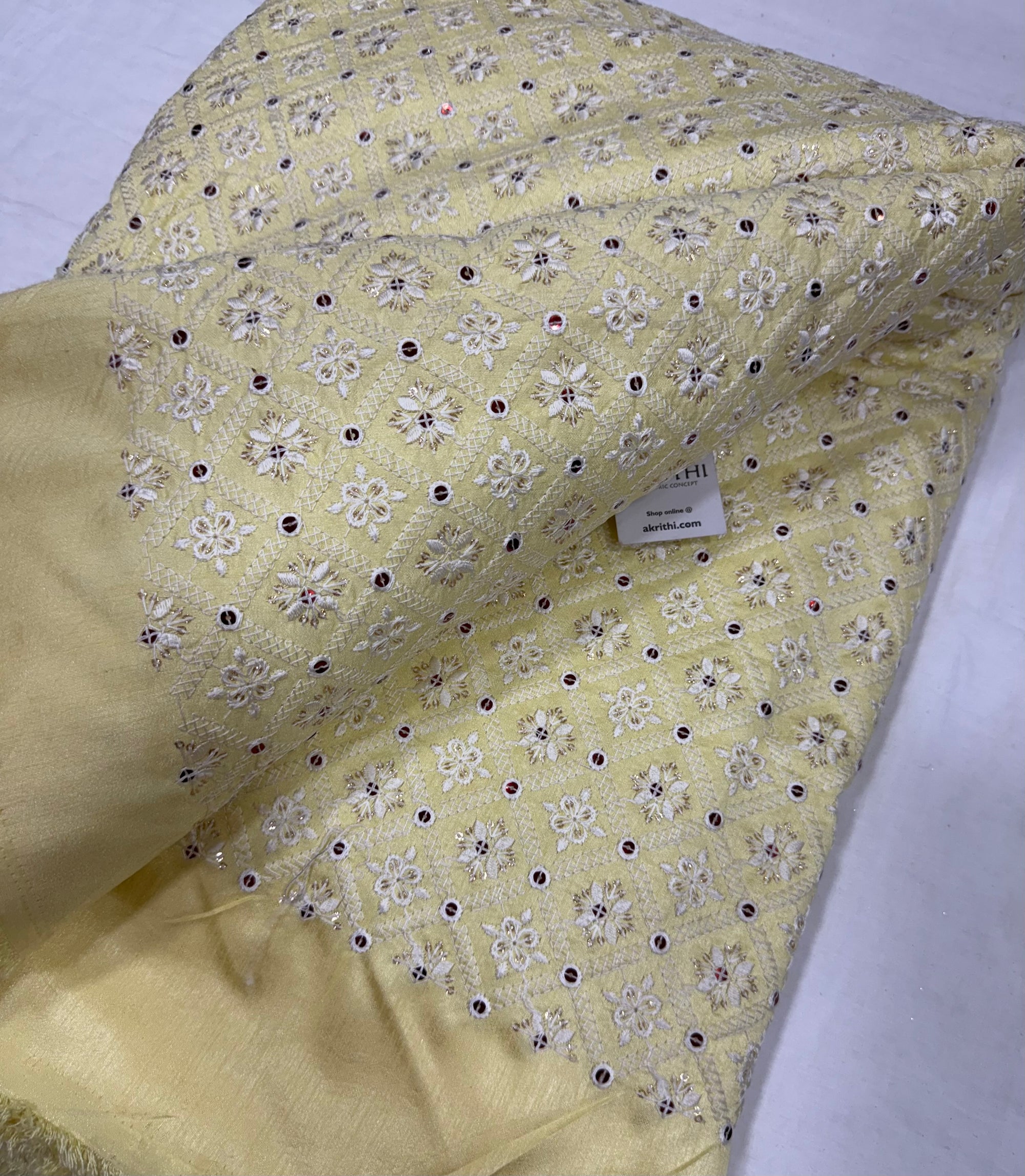 Embroidered Raw silk fabric