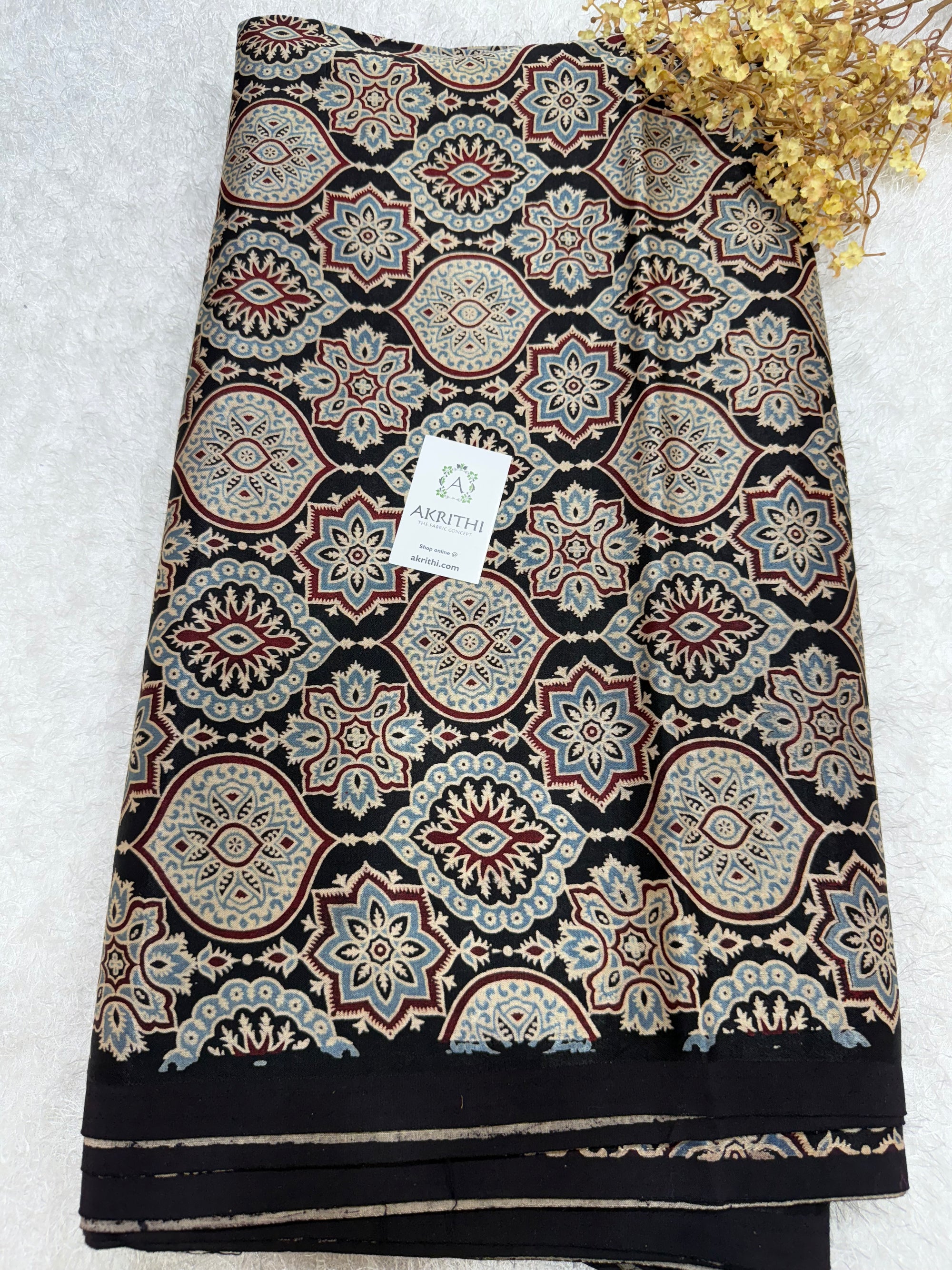 Ajrakh pure mashru silk fabric