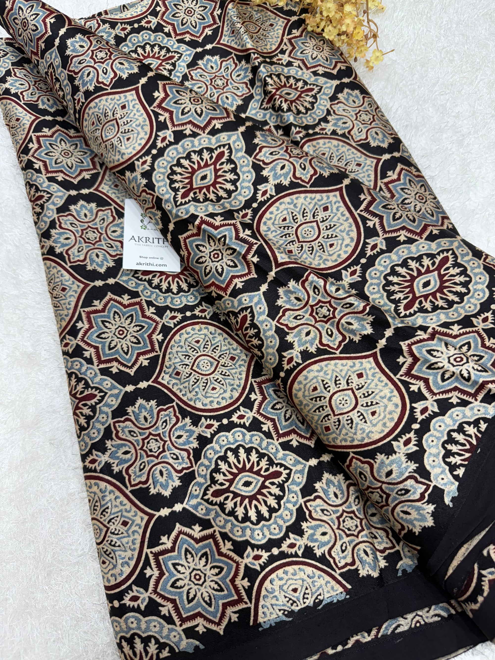 Ajrakh pure mashru silk fabric