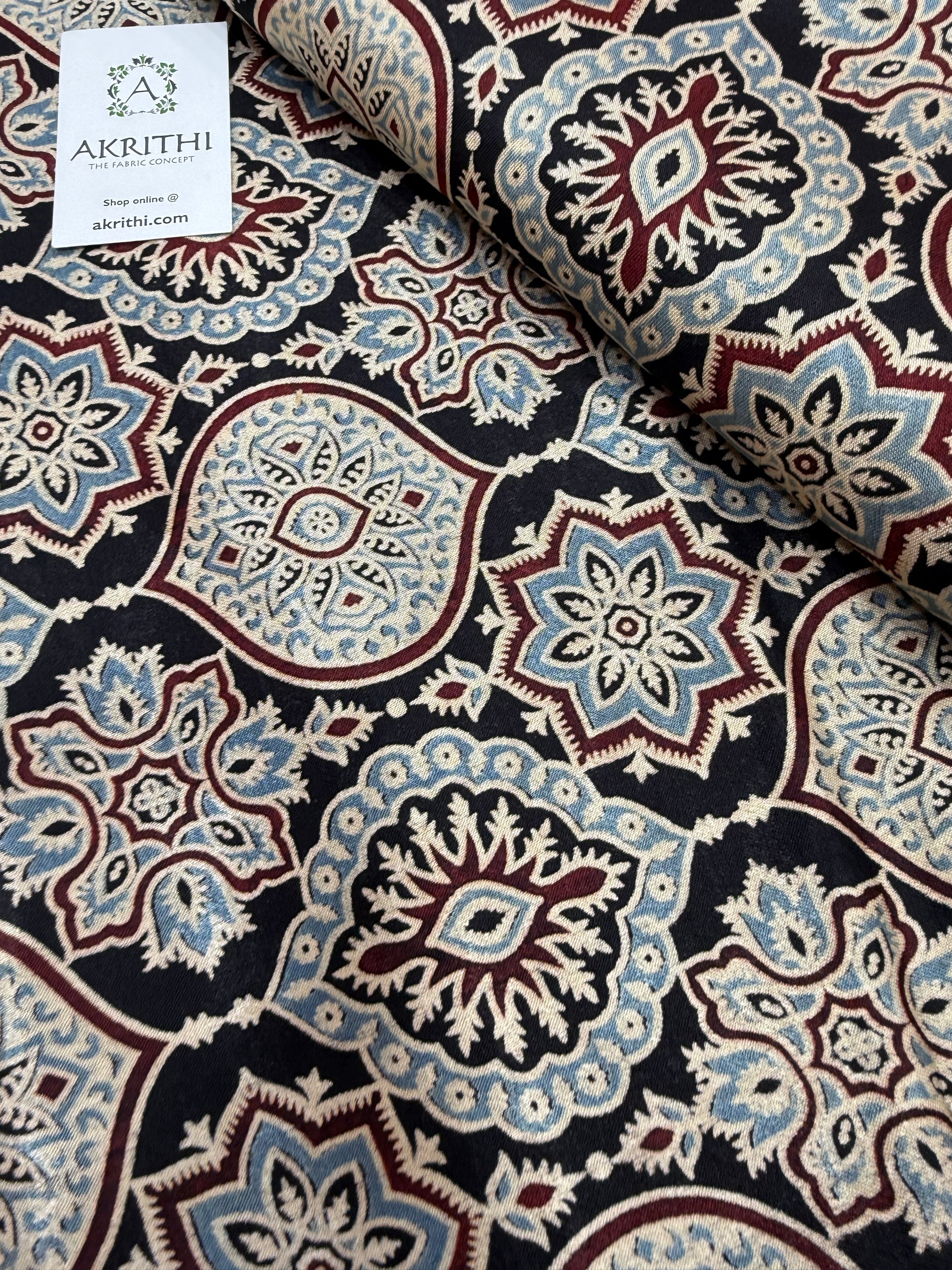 Ajrakh pure mashru silk fabric
