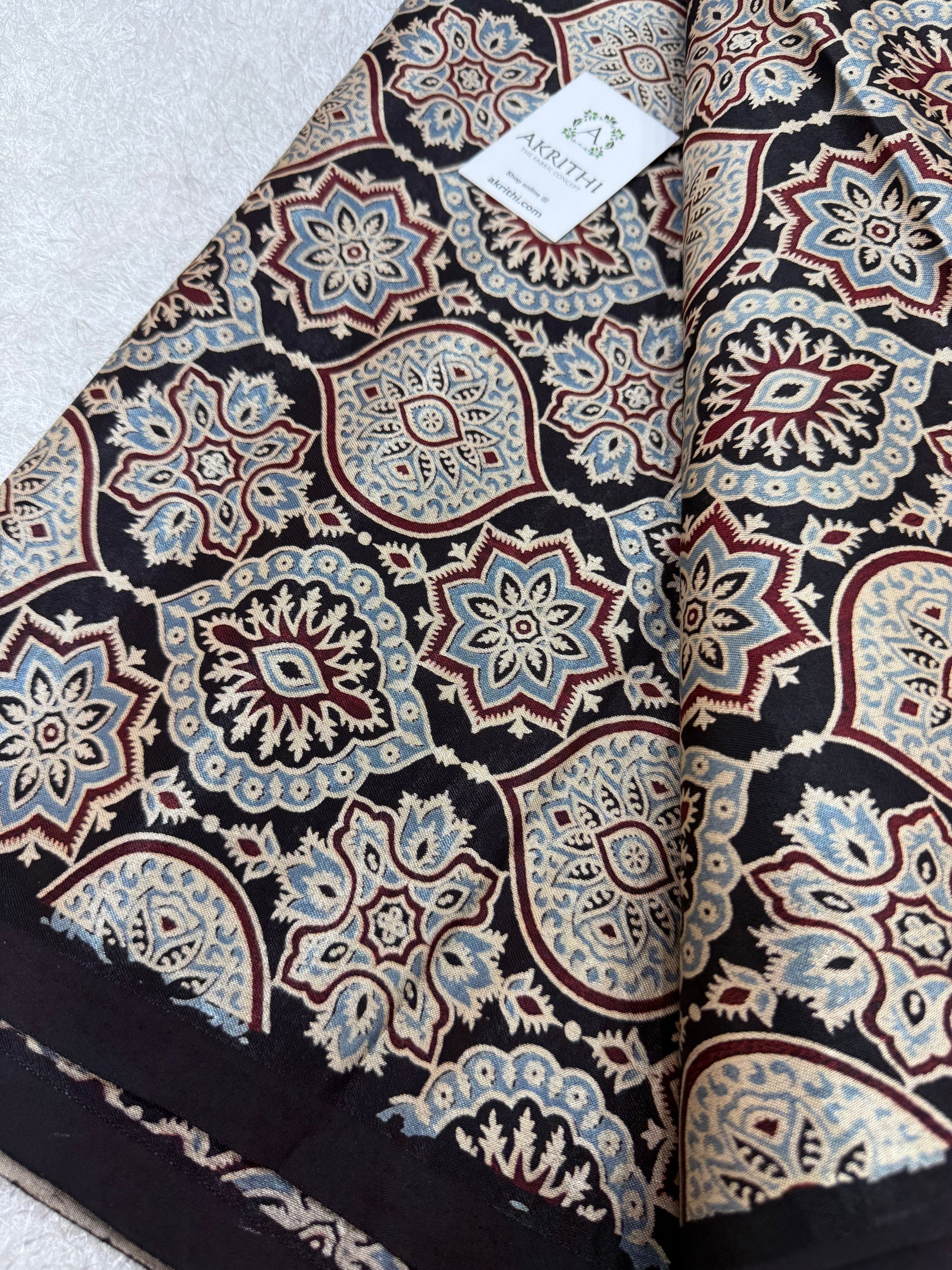 Ajrakh pure mashru silk fabric