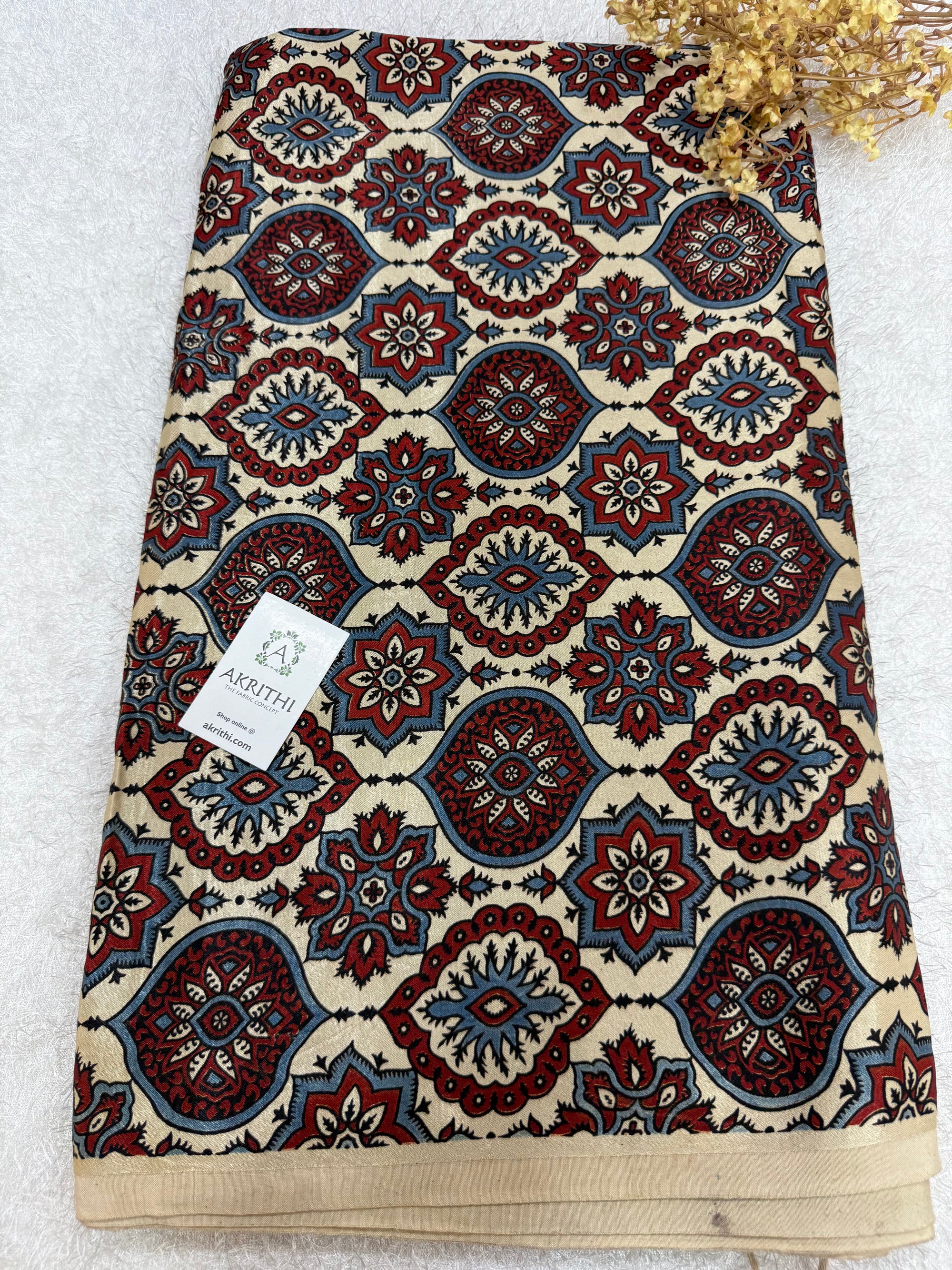 Ajrakh pure mashru silk fabric