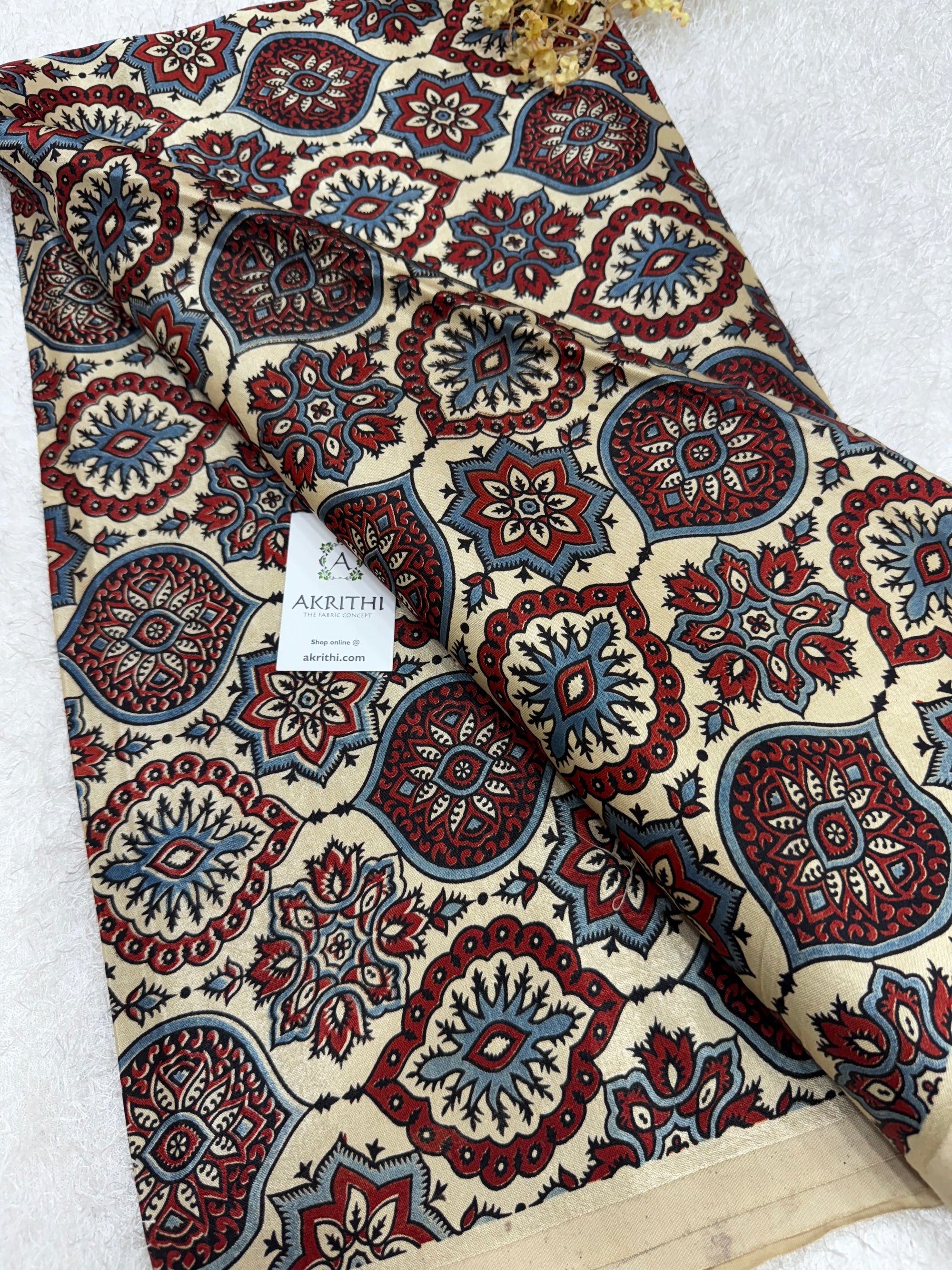 Ajrakh pure mashru silk fabric