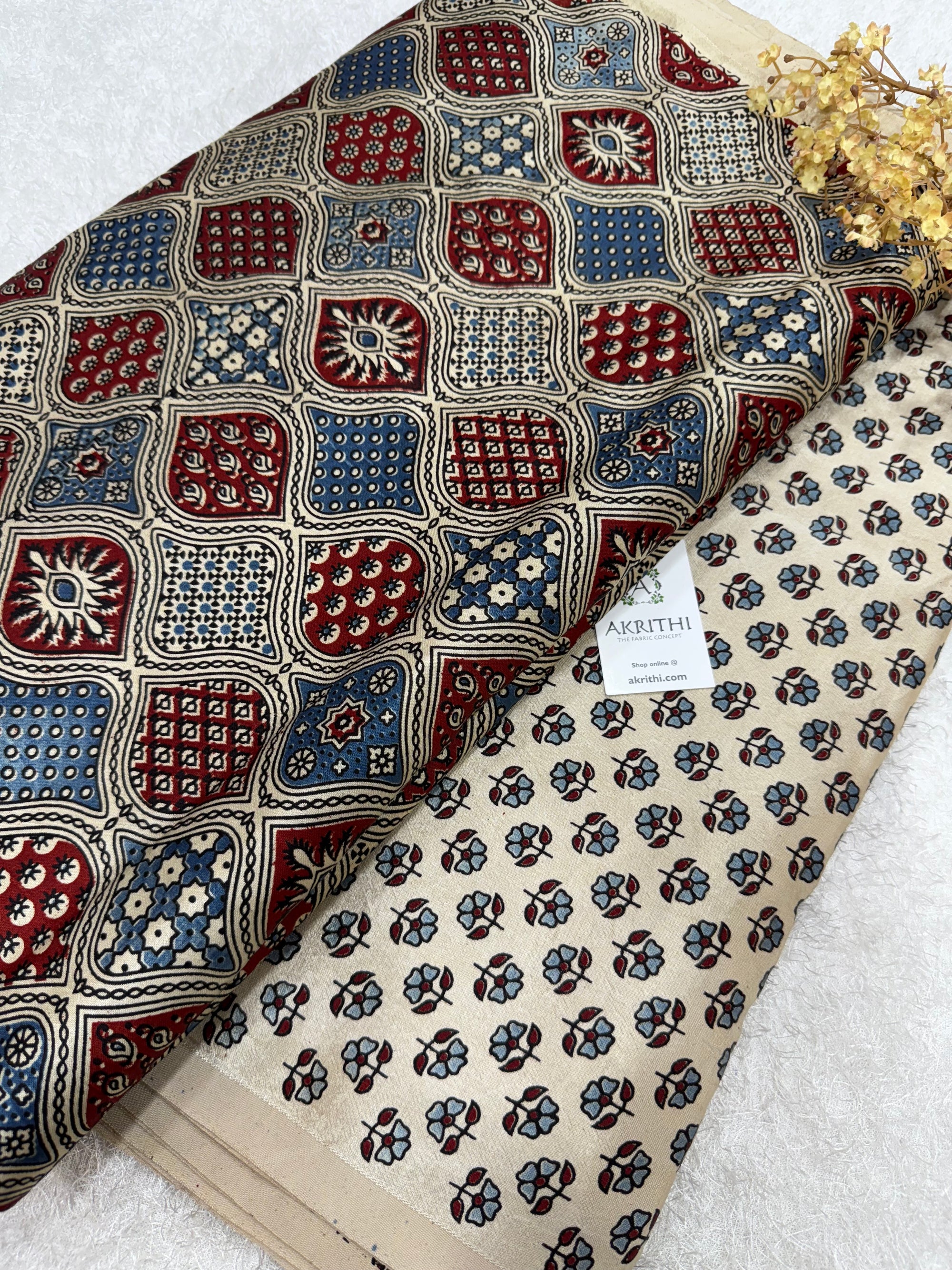 Ajrakh Pure mashru silk salwar suit