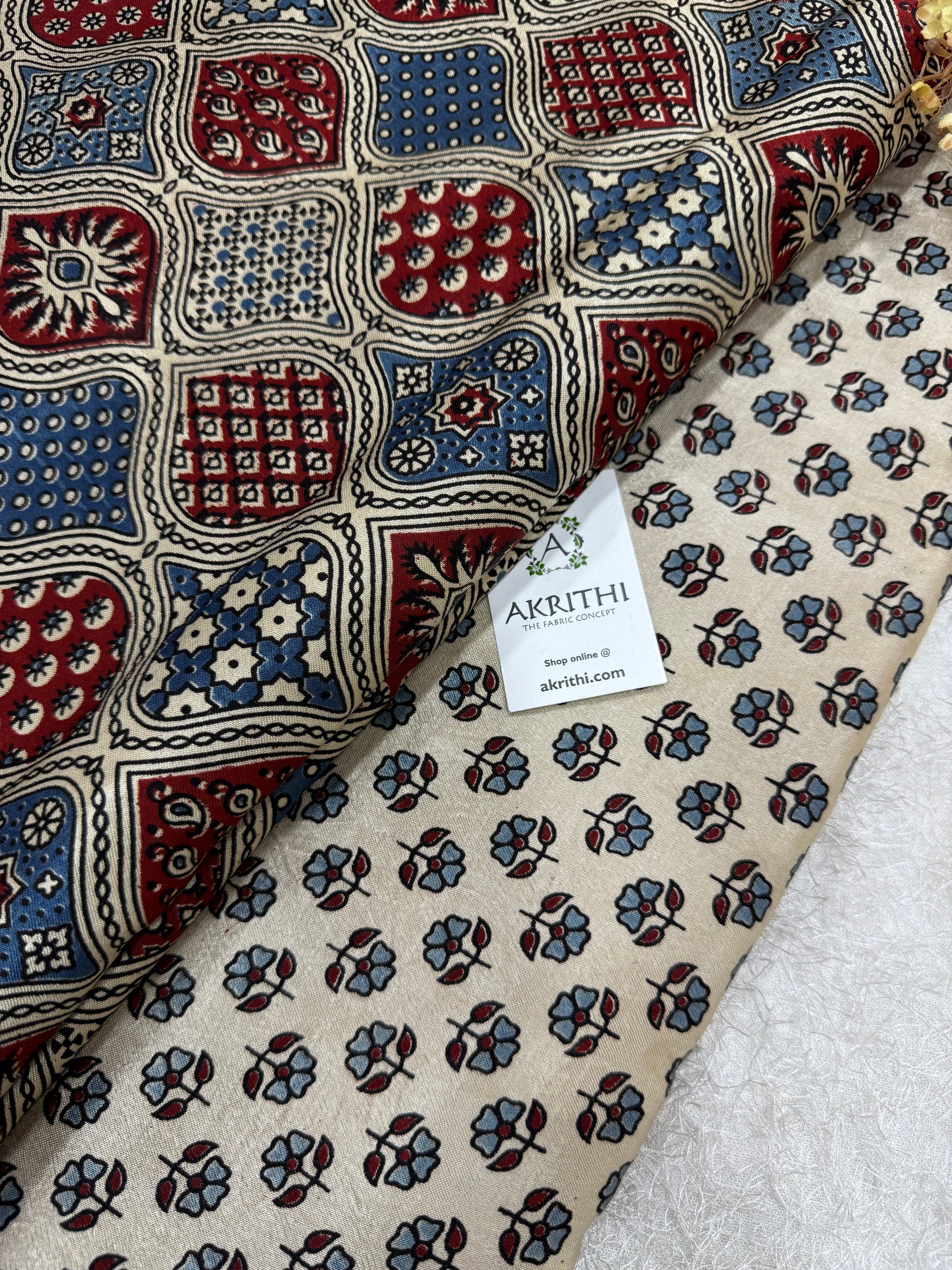 Ajrakh Pure mashru silk salwar suit