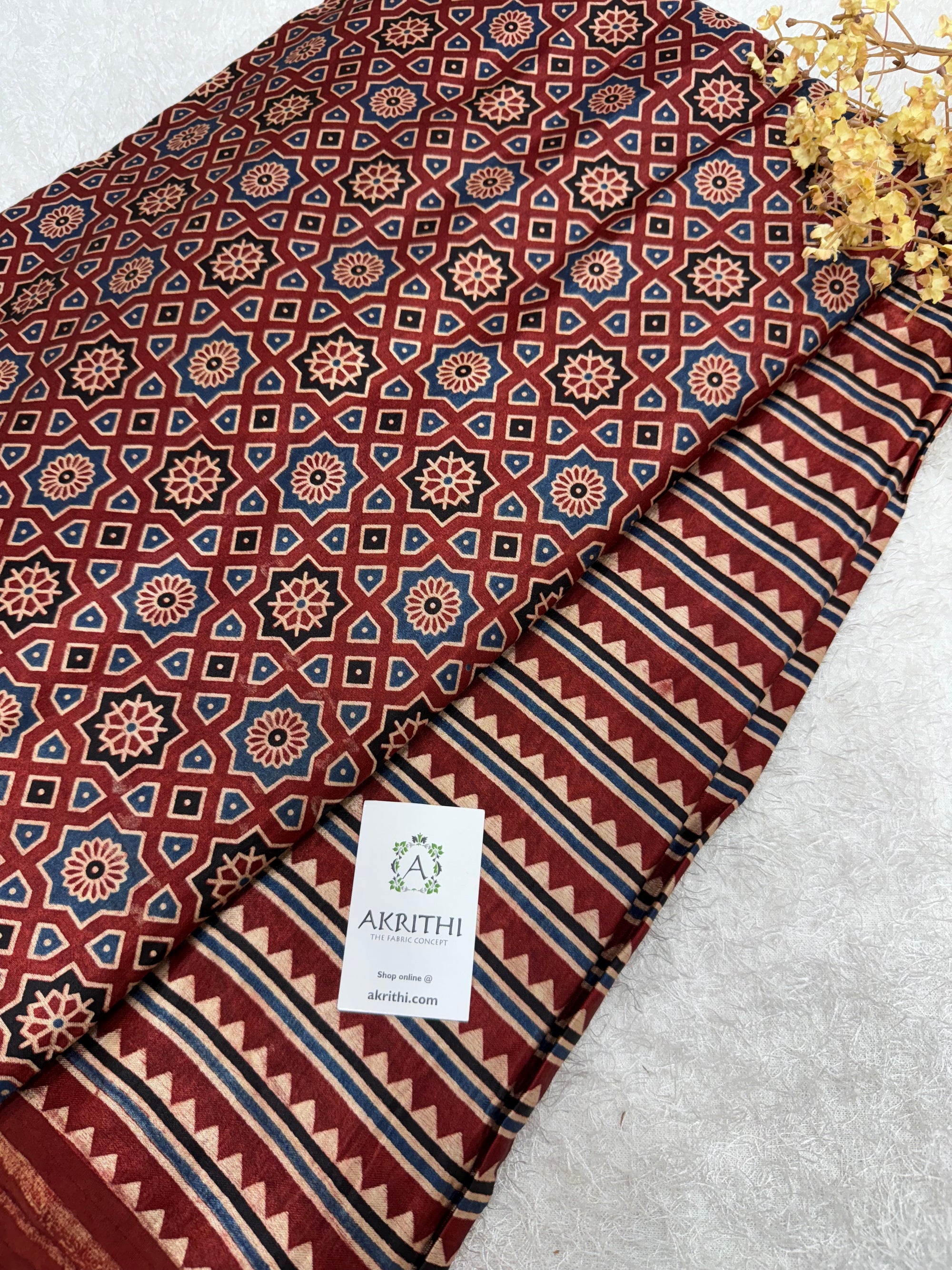 Ajrakh Pure mashru silk salwar suit