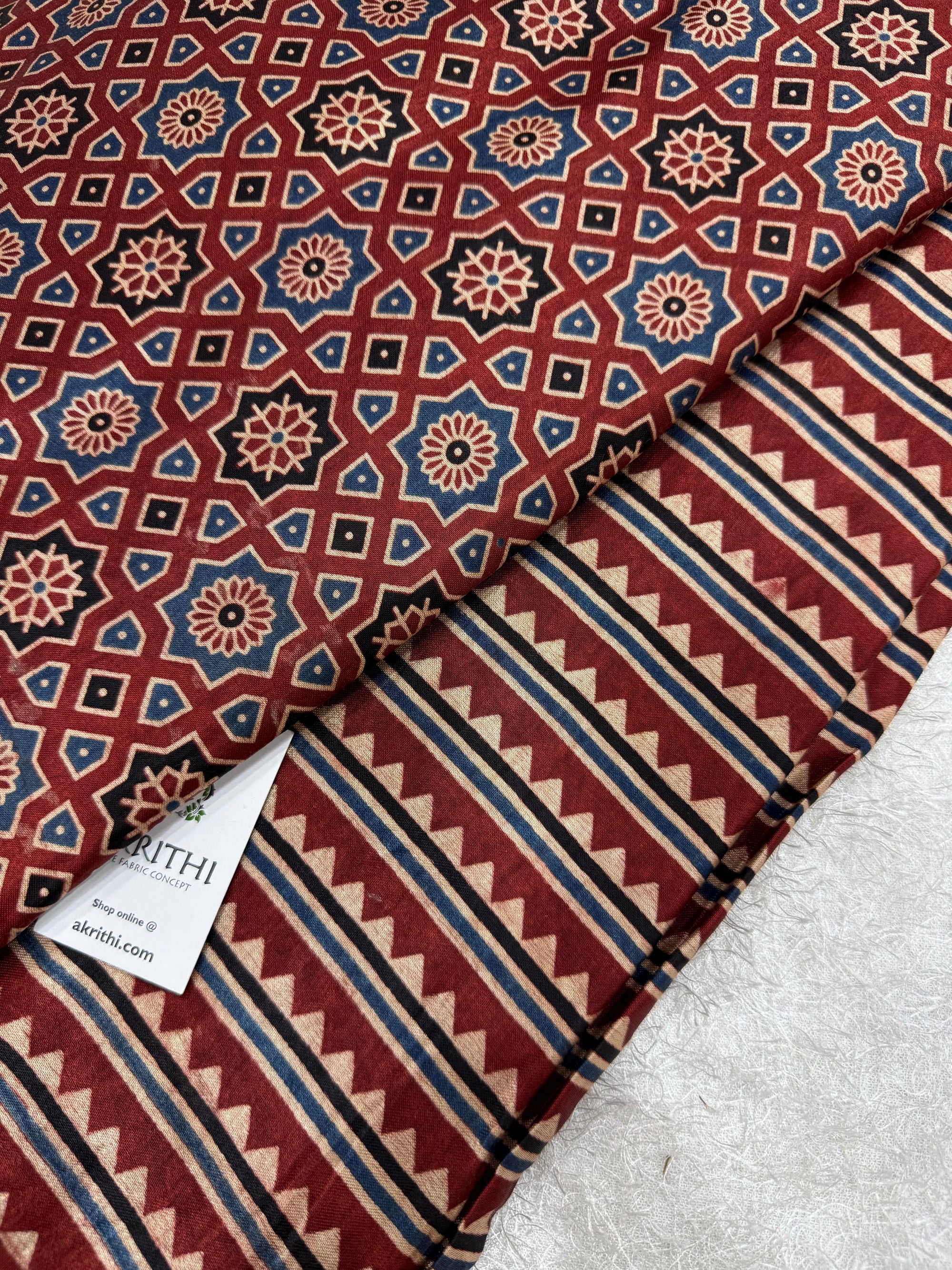 Ajrakh Pure mashru silk salwar suit