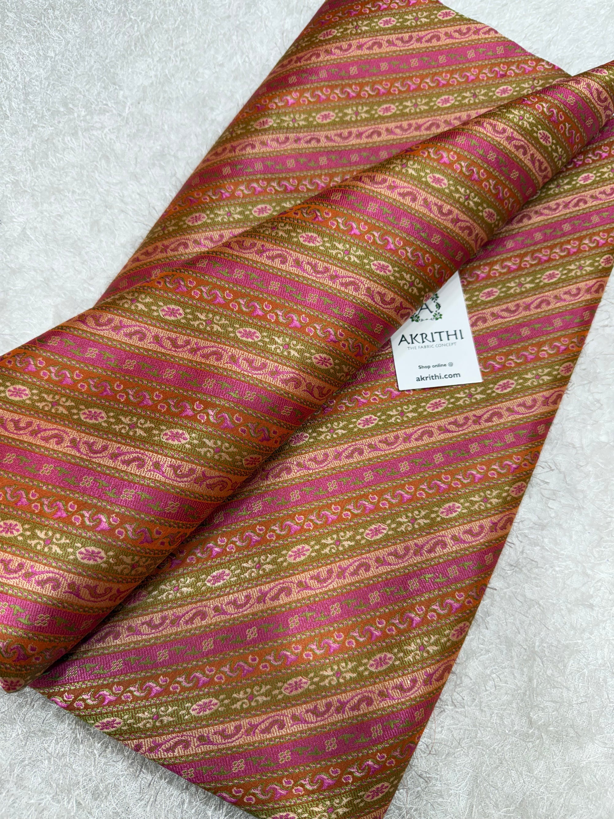 Pure Banarasi resham tanchoi brocade fabric