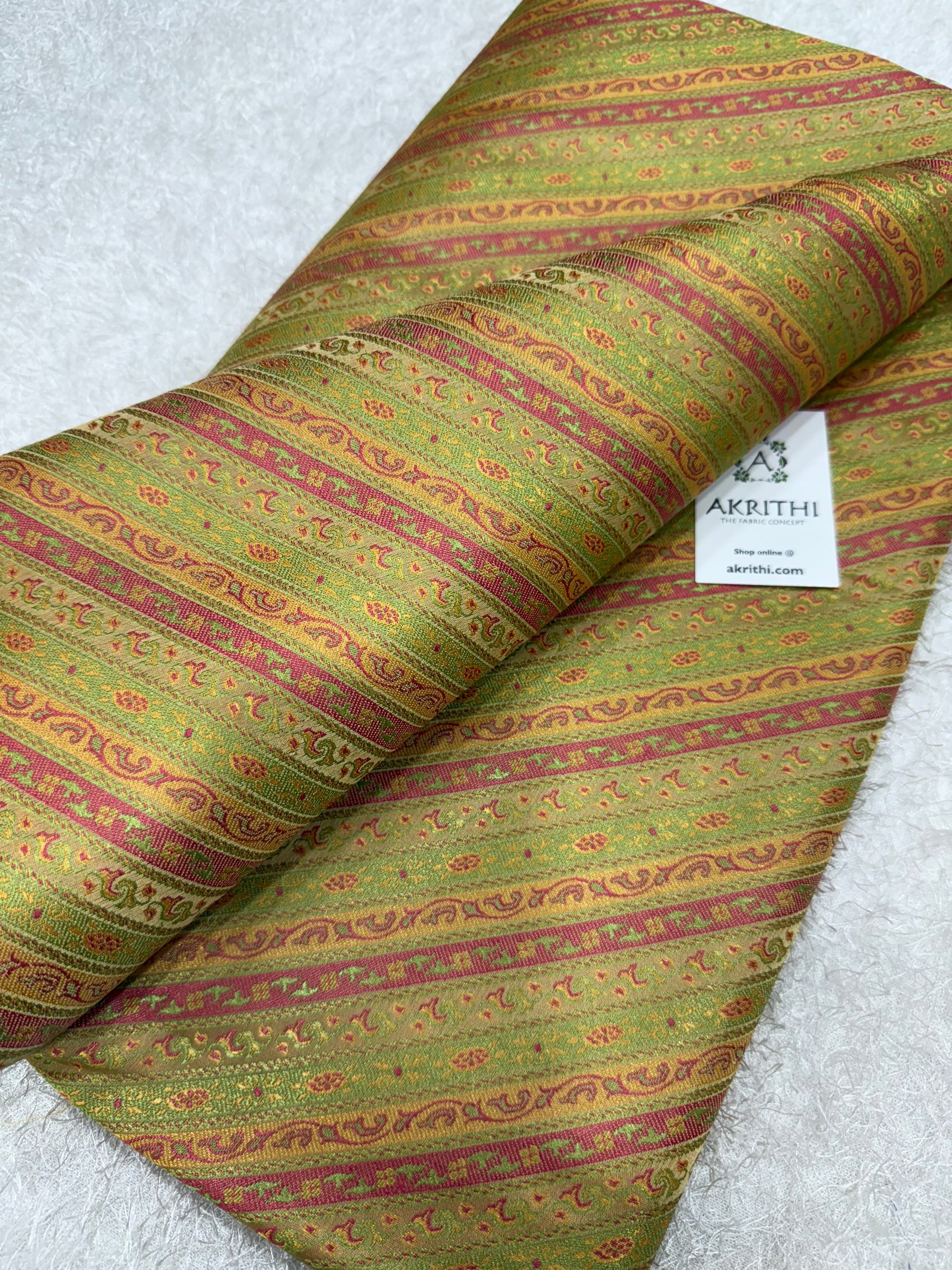 Pure Banarasi resham tanchoi brocade fabric