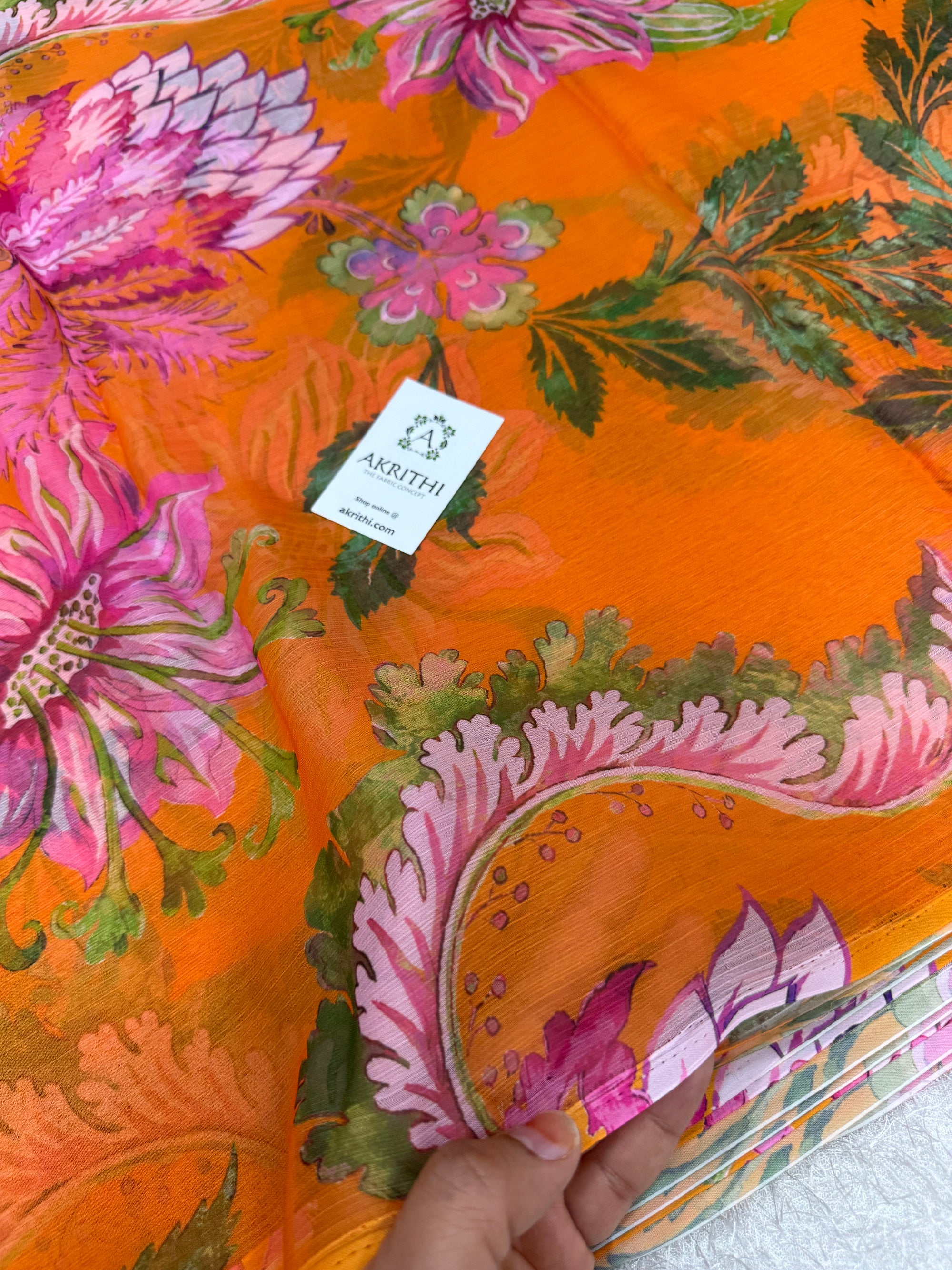 Digital floral printed chiffon fabric