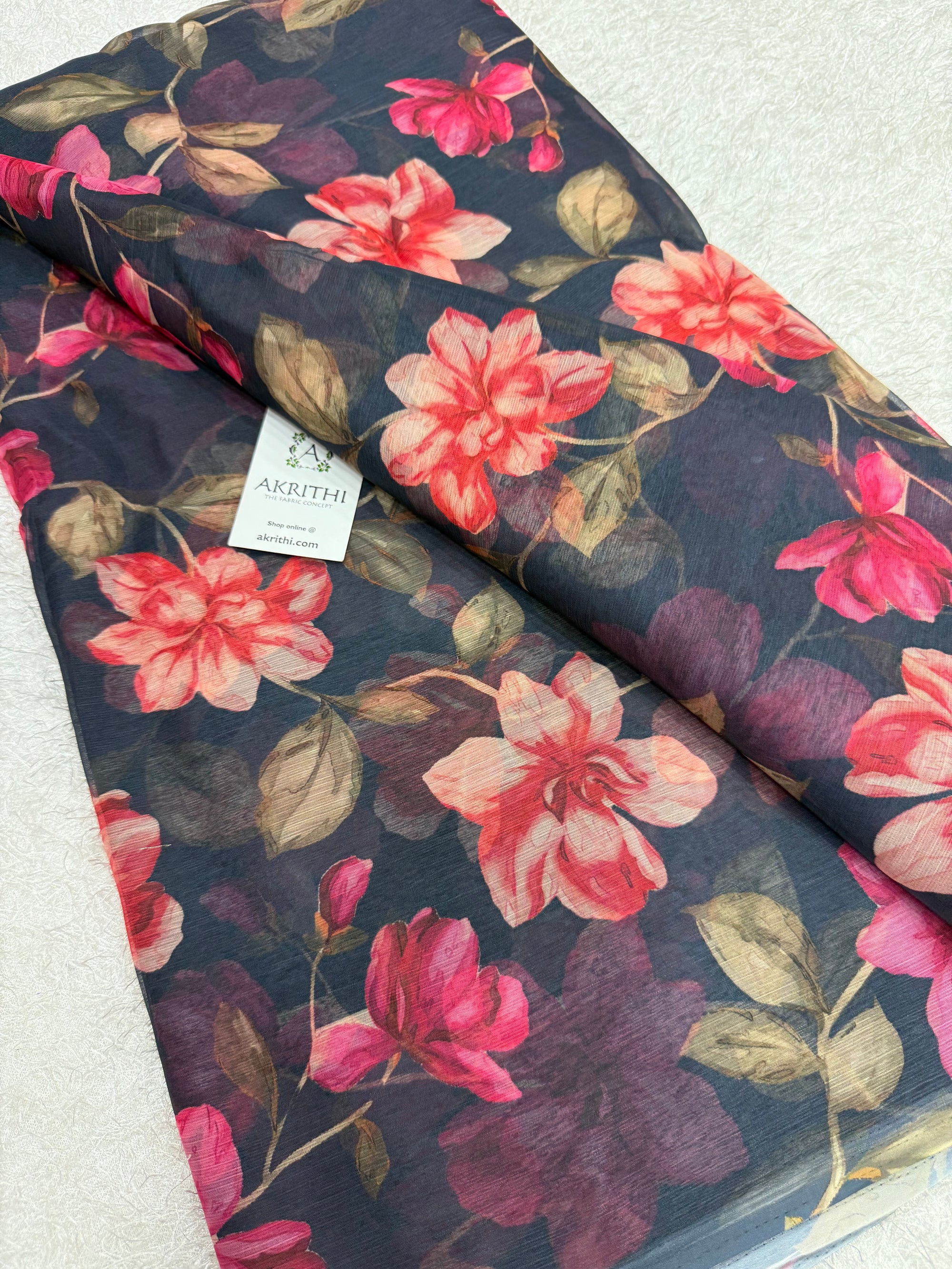 Digital floral printed chiffon fabric