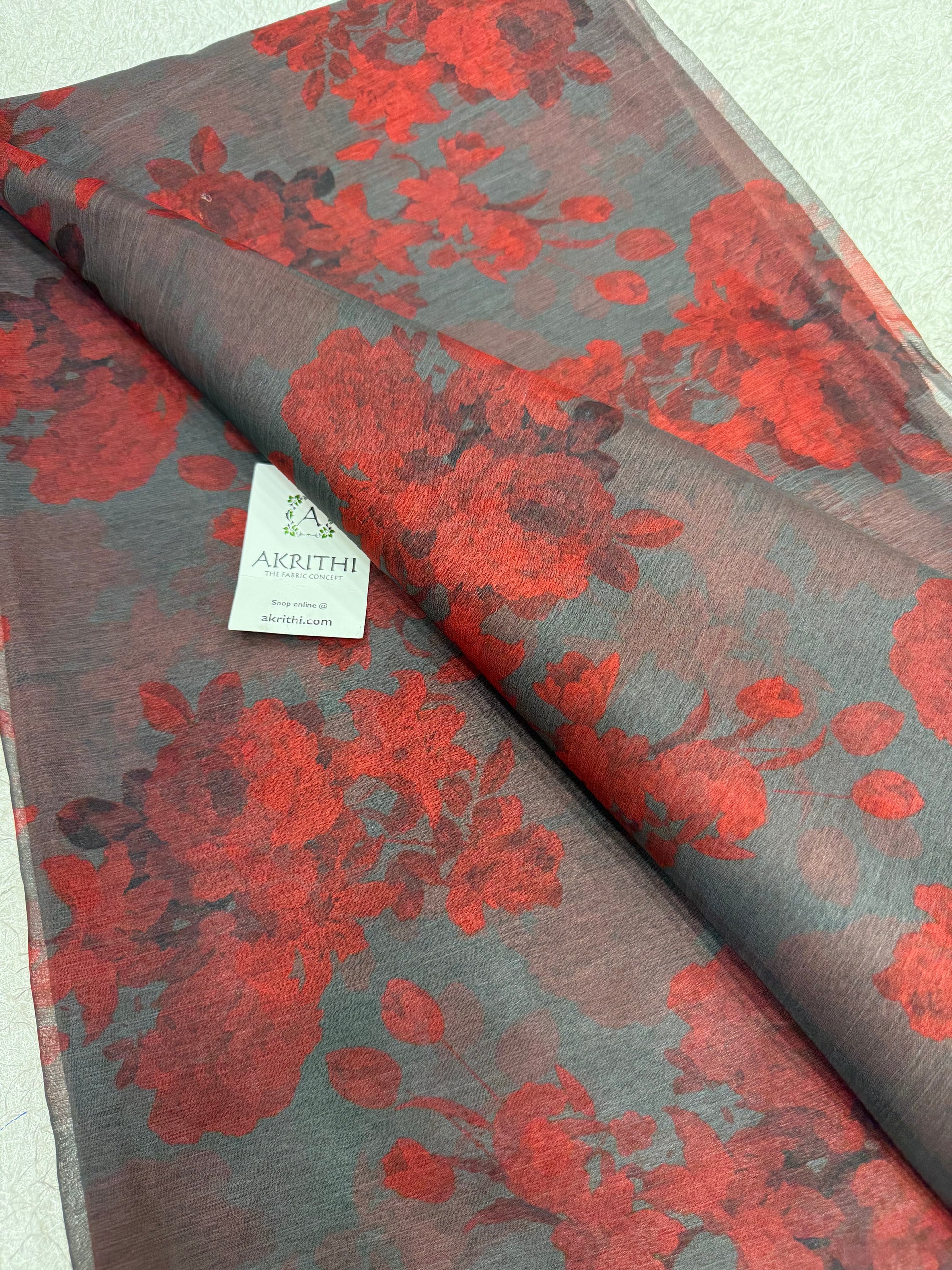 Digital floral printed chiffon fabric