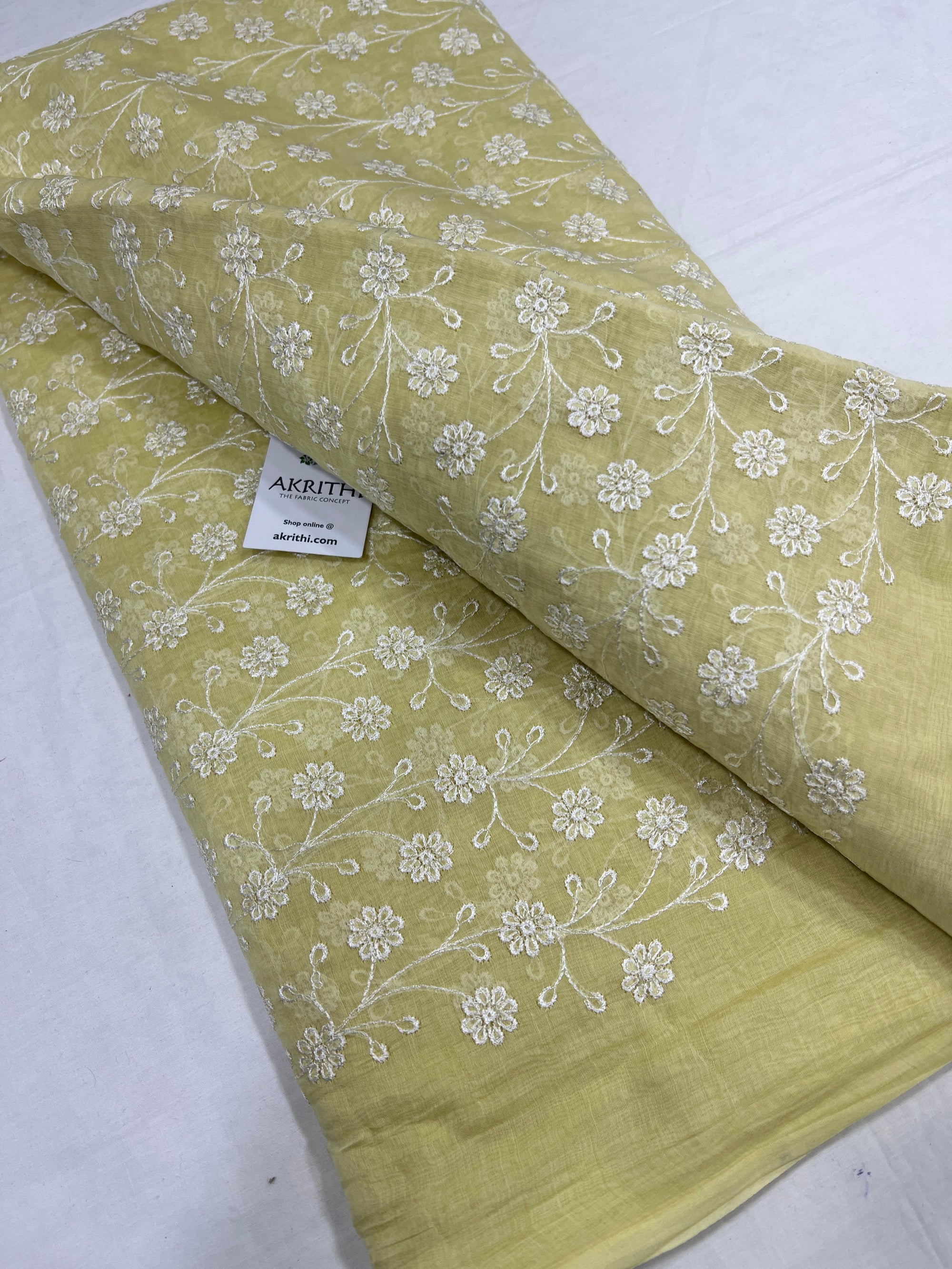 HANDLOOM MUL CHANDERI EMBROIDERED FABRIC