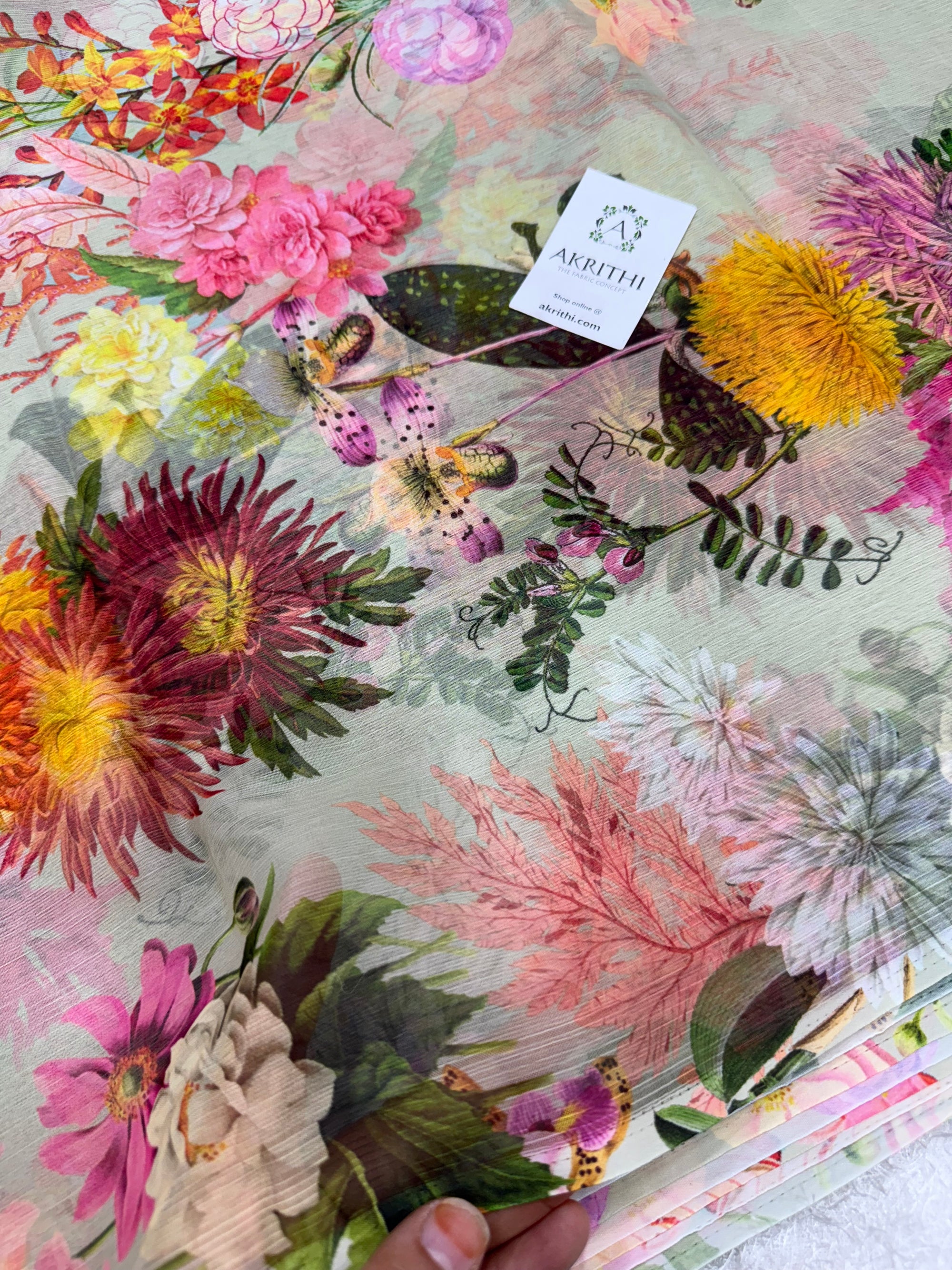 Digital floral printed chiffon fabric