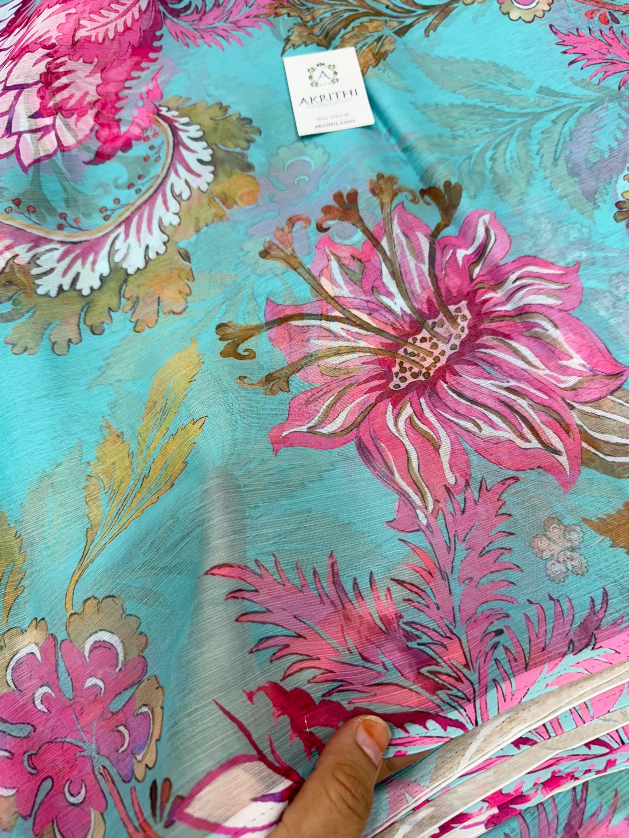 Digital floral printed chiffon fabric
