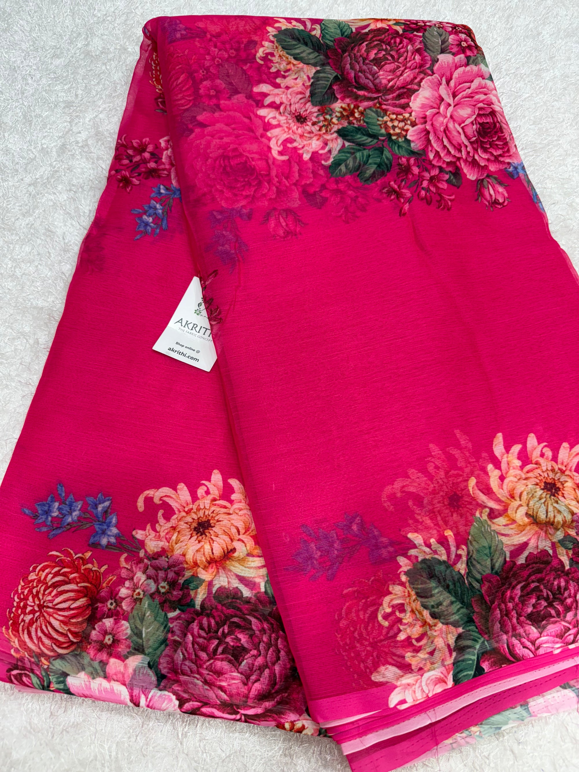 Digital floral printed chiffon fabric