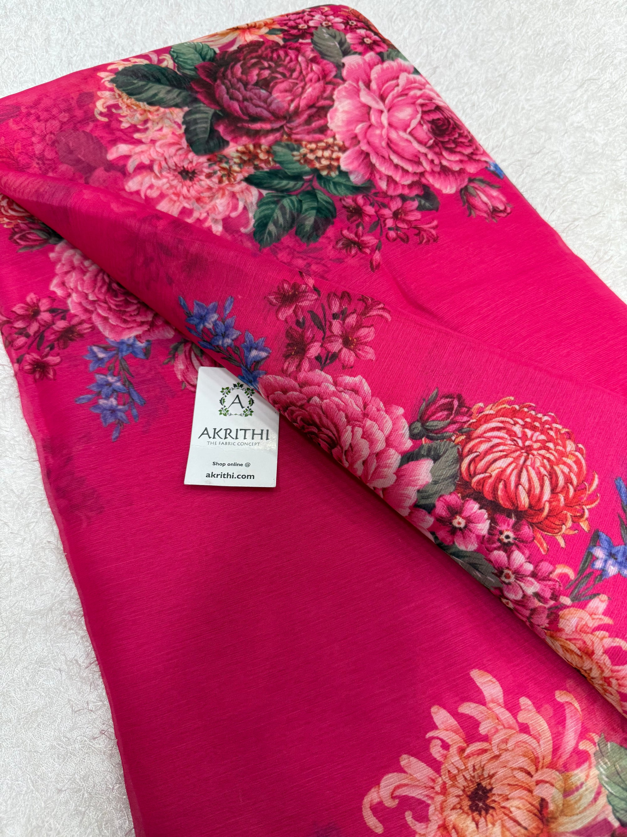 Digital floral printed chiffon fabric