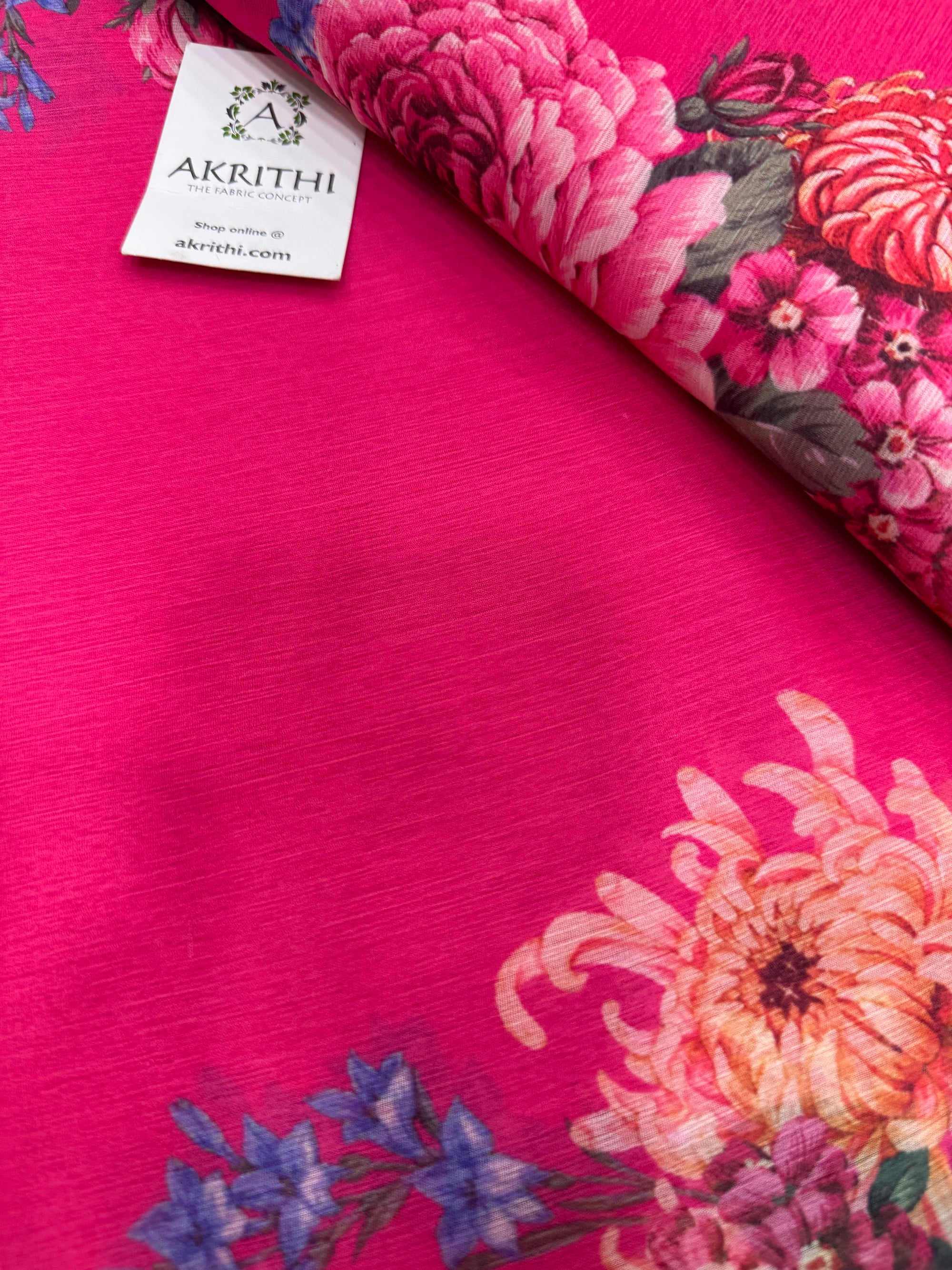 Digital floral printed chiffon fabric