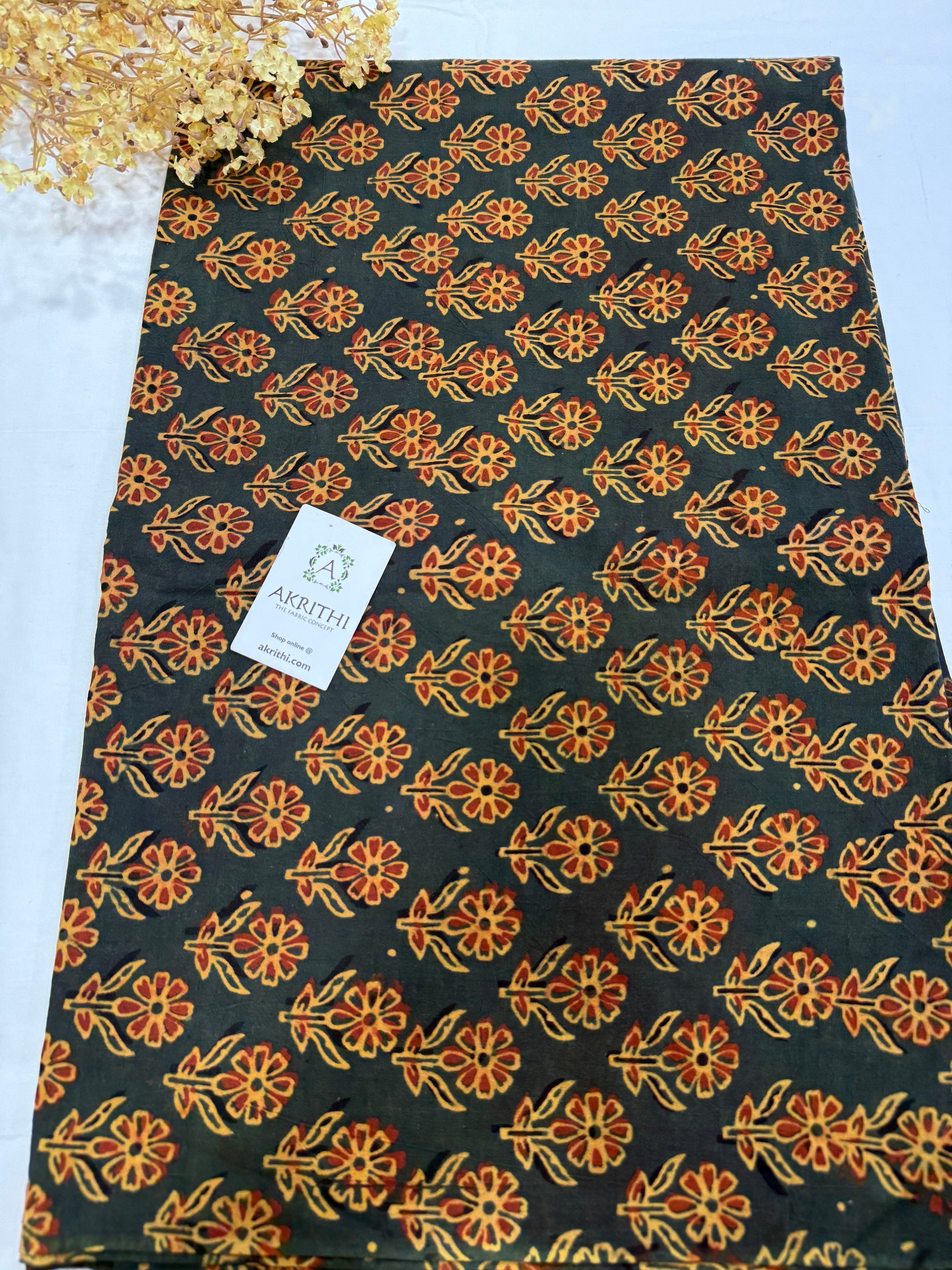 Ajrakh Hand block pure cotton fabric 55 CM CUT