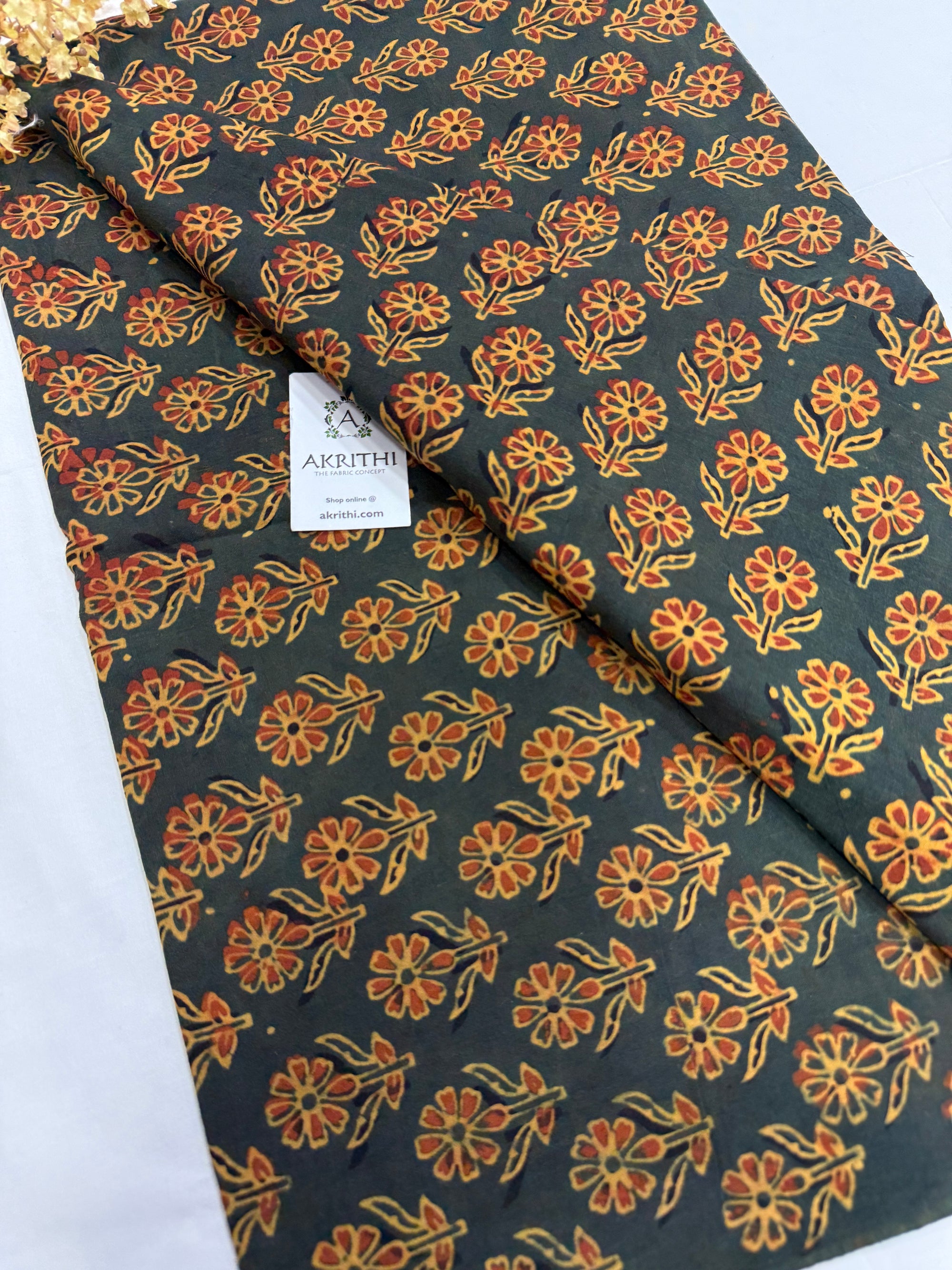 Ajrakh Hand block pure cotton fabric 55 CM CUT