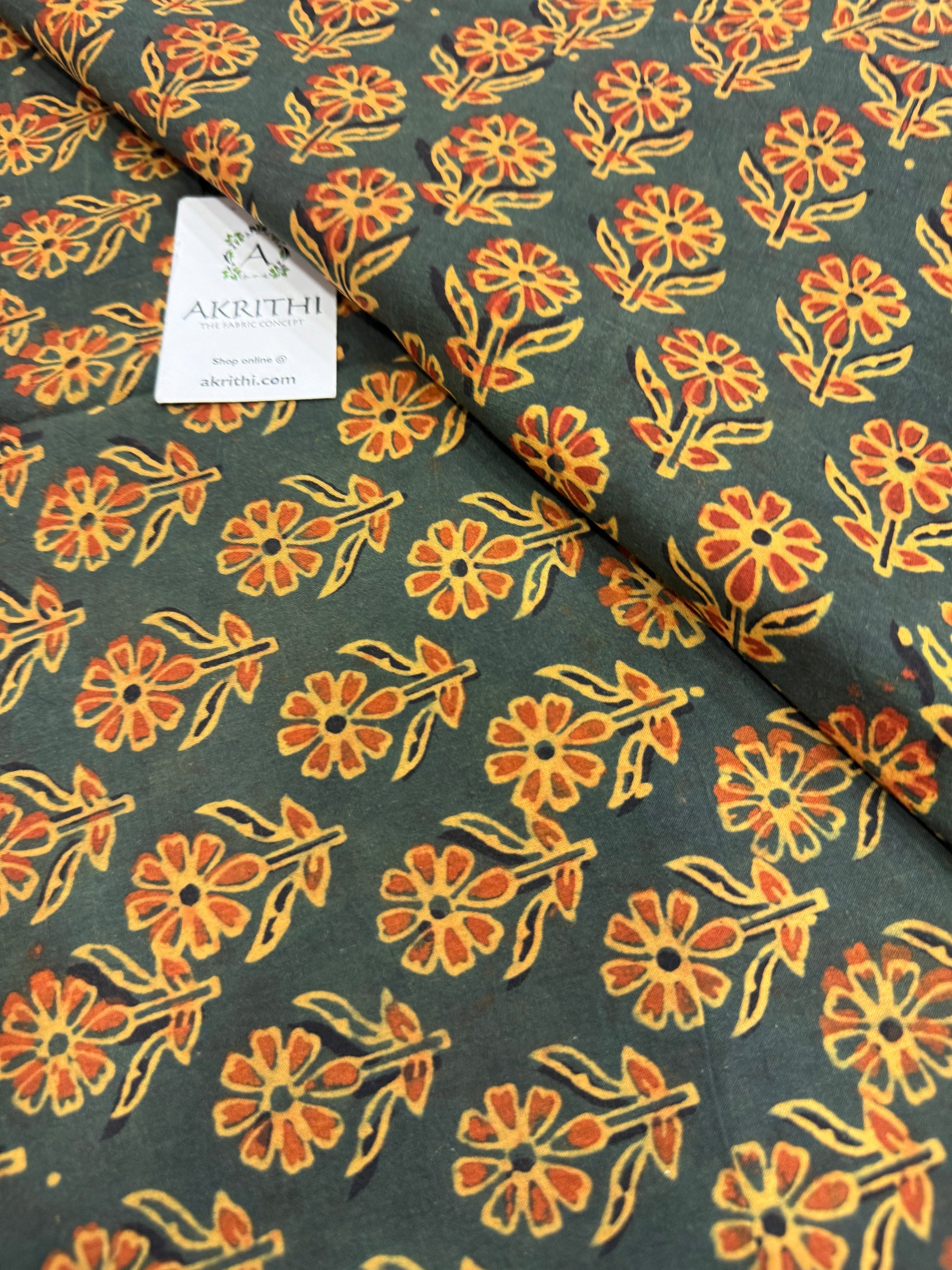 Ajrakh Hand block pure cotton fabric 55 CM CUT