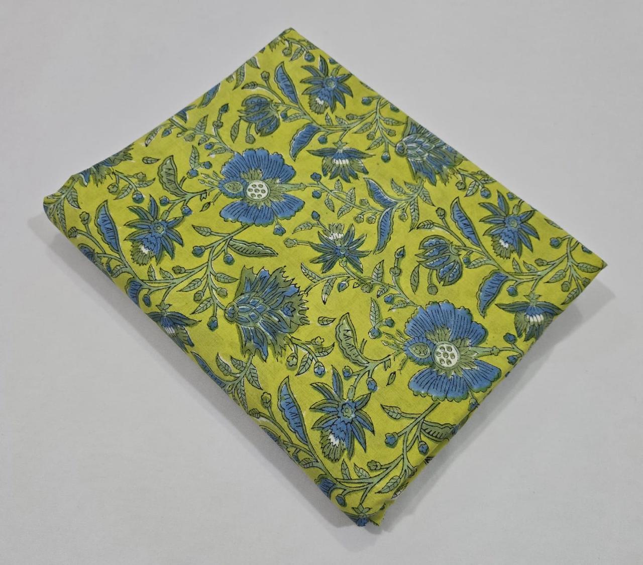 Hand block printed pure cotton fabric