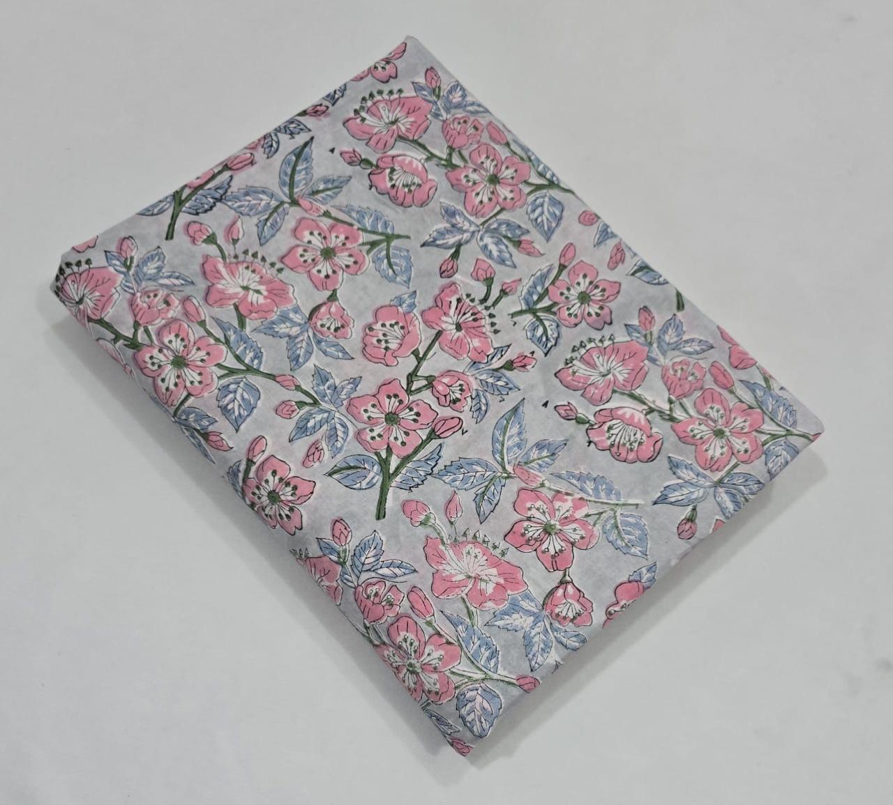 Hand block printed pure cotton fabric