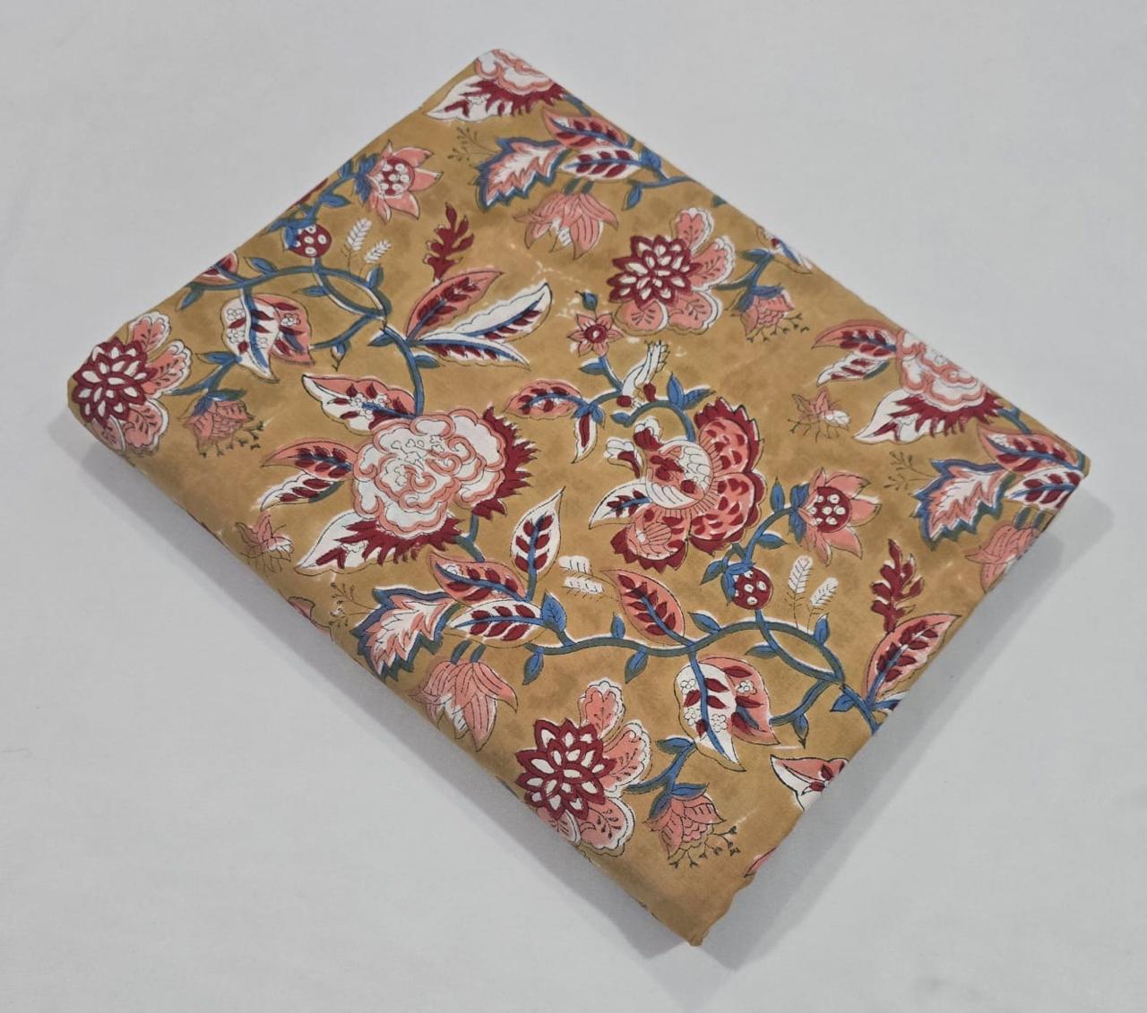 Hand block printed pure cotton fabric