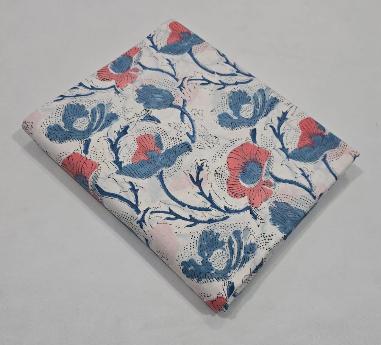 Hand block printed pure cotton fabric