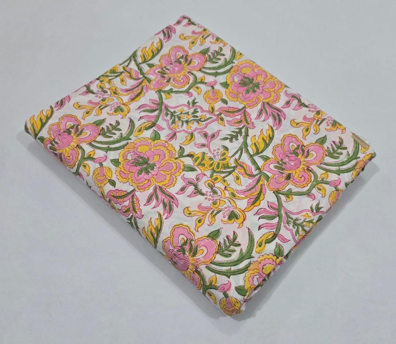 Hand block printed pure cotton fabric