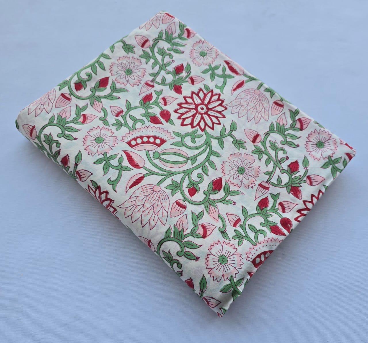Hand block printed pure cotton fabric