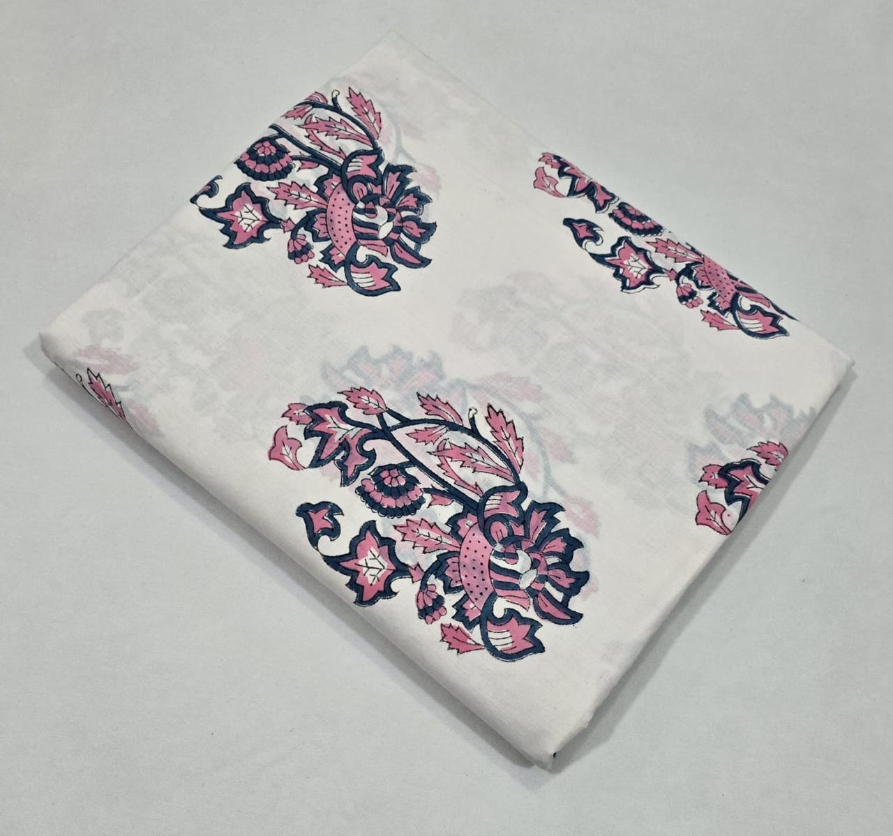 Hand block printed pure cotton fabric