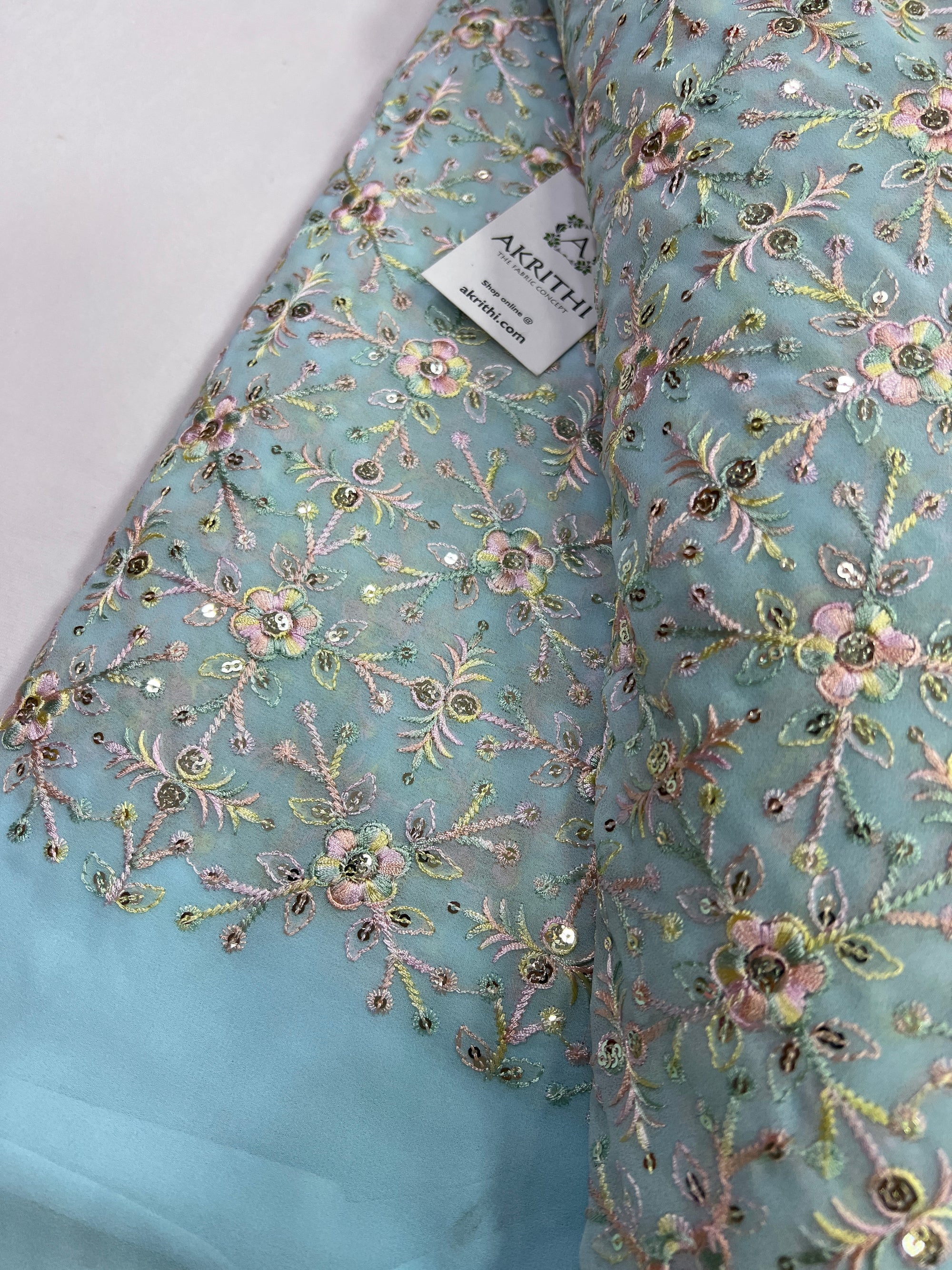 Embroidery on georgette fabric 70 CM CUT