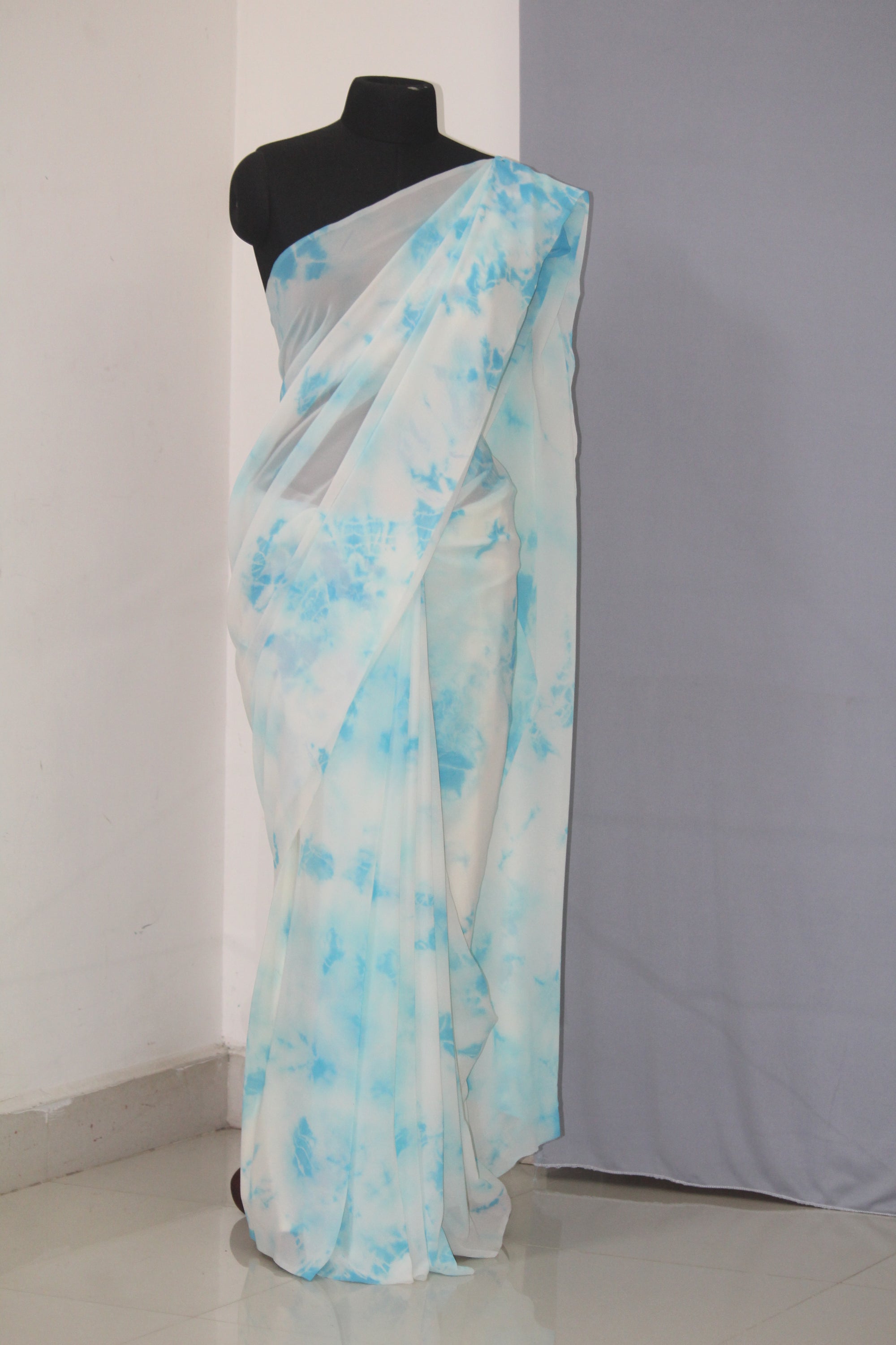 Shibori tie and dye pure georgette saree