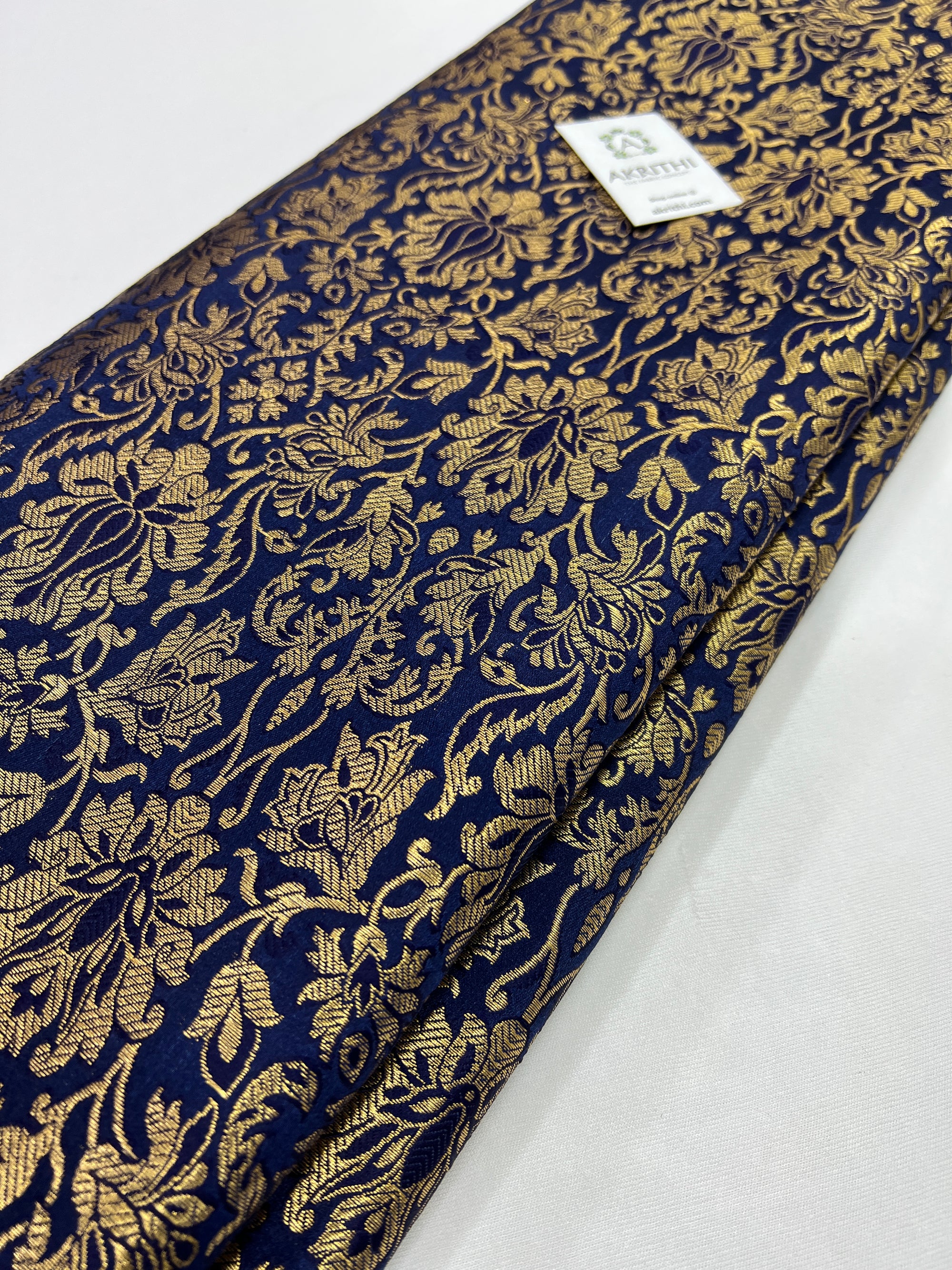 Banarasi brocade fabric navy blue