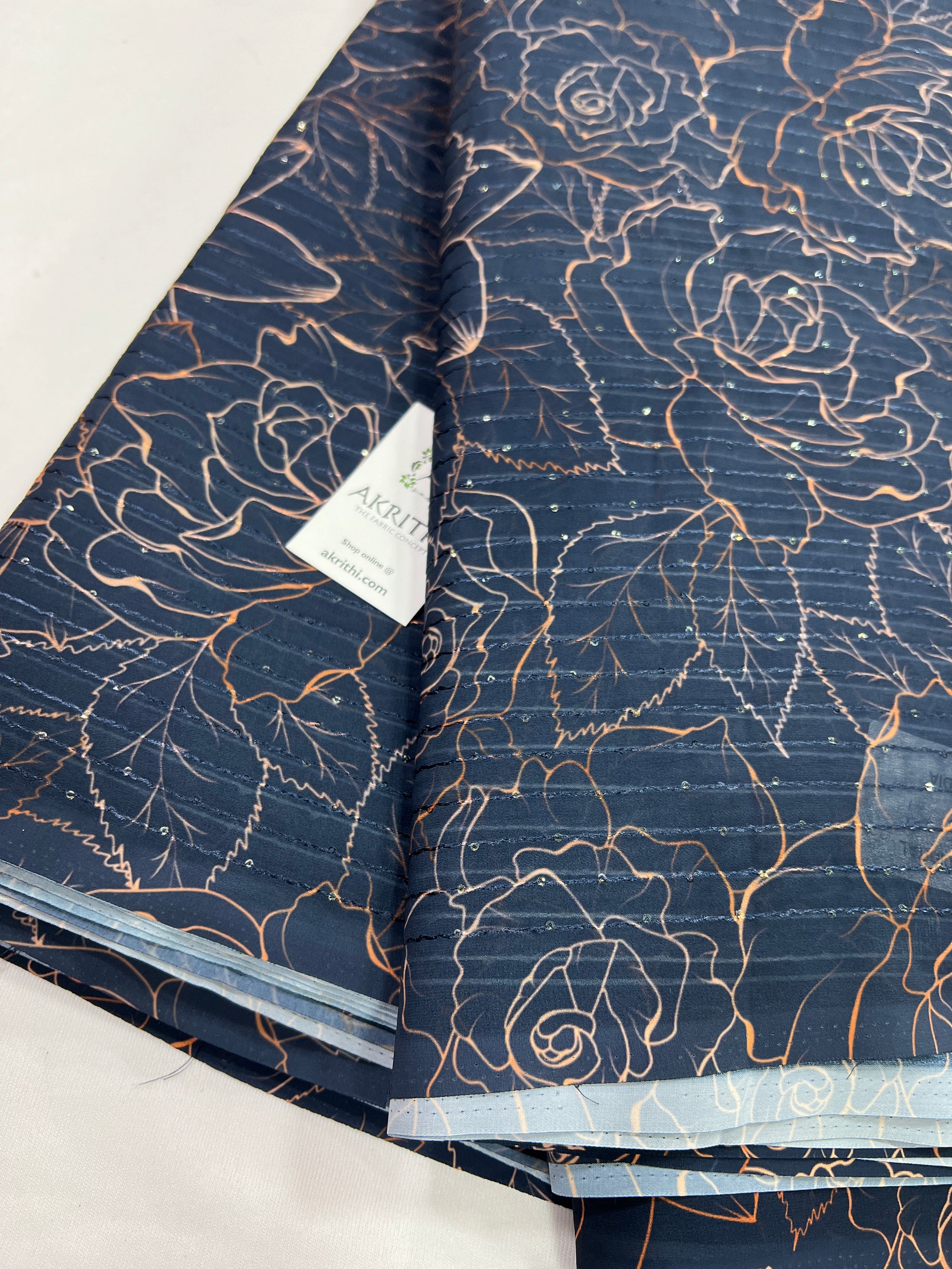 Digital printed georgette fabric with sequins work