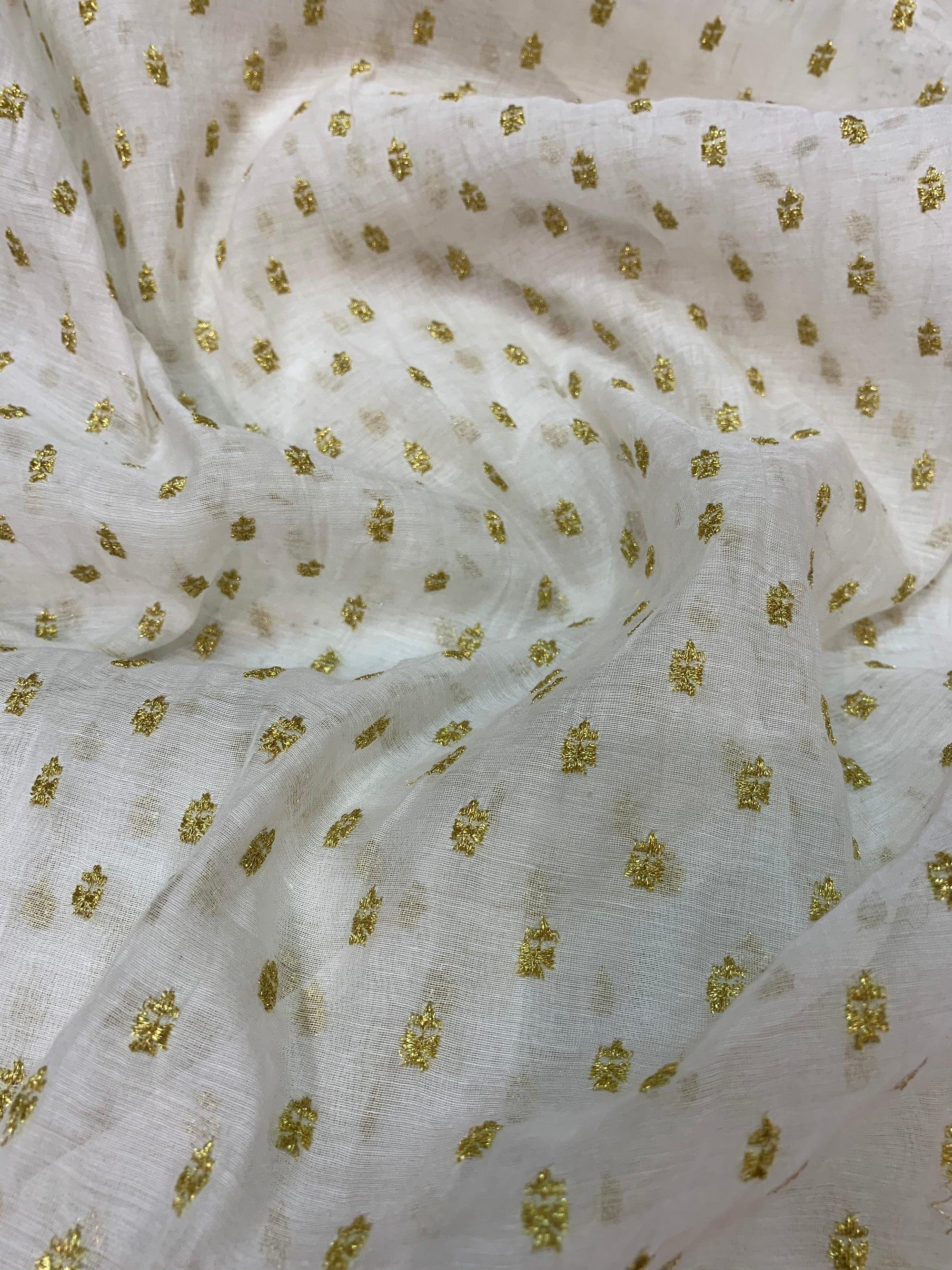 HANDLOOM MUL CHANDERI EMBROIDERED FABRIC