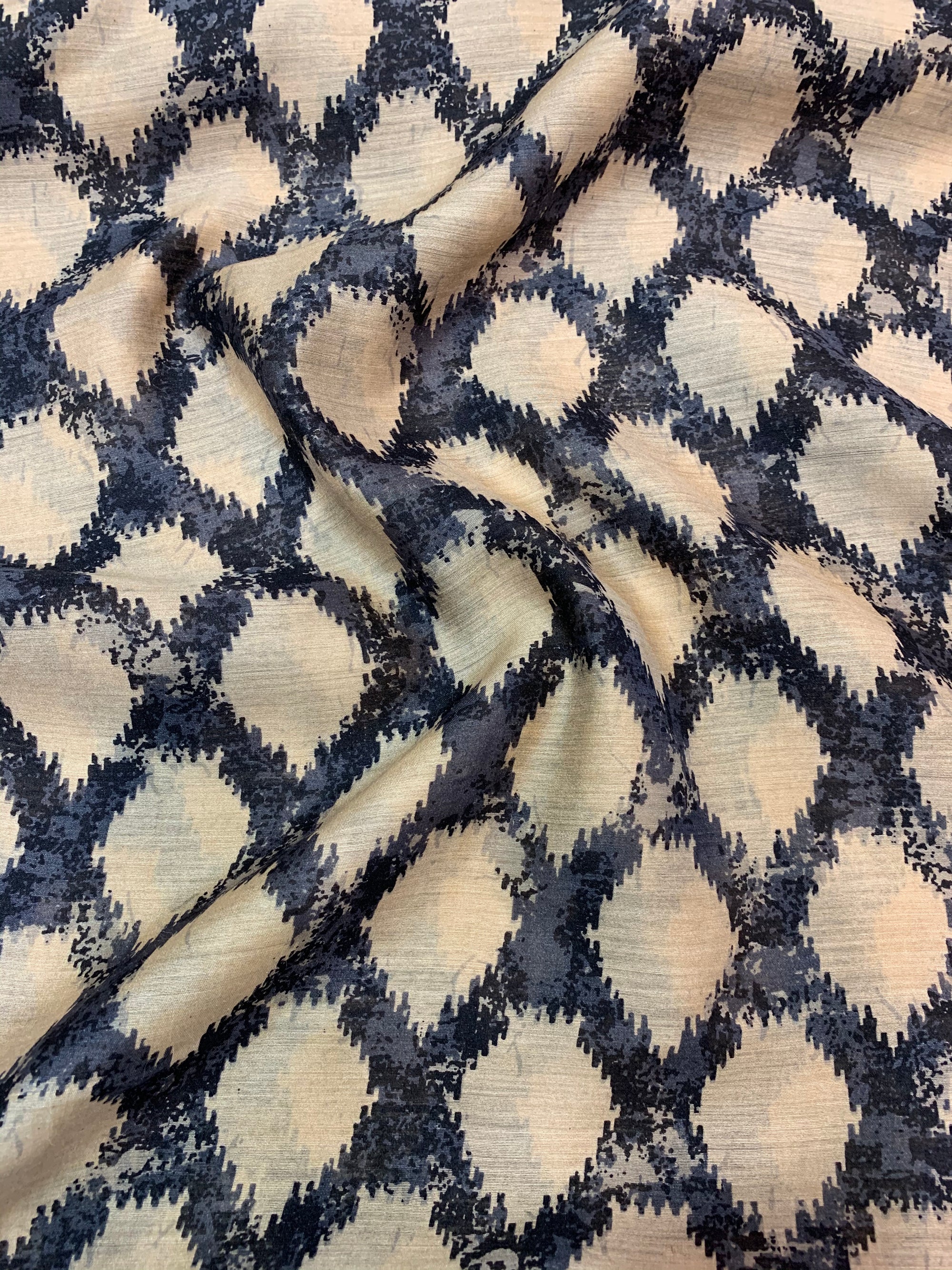 Printed handloom pure munga silk fabric