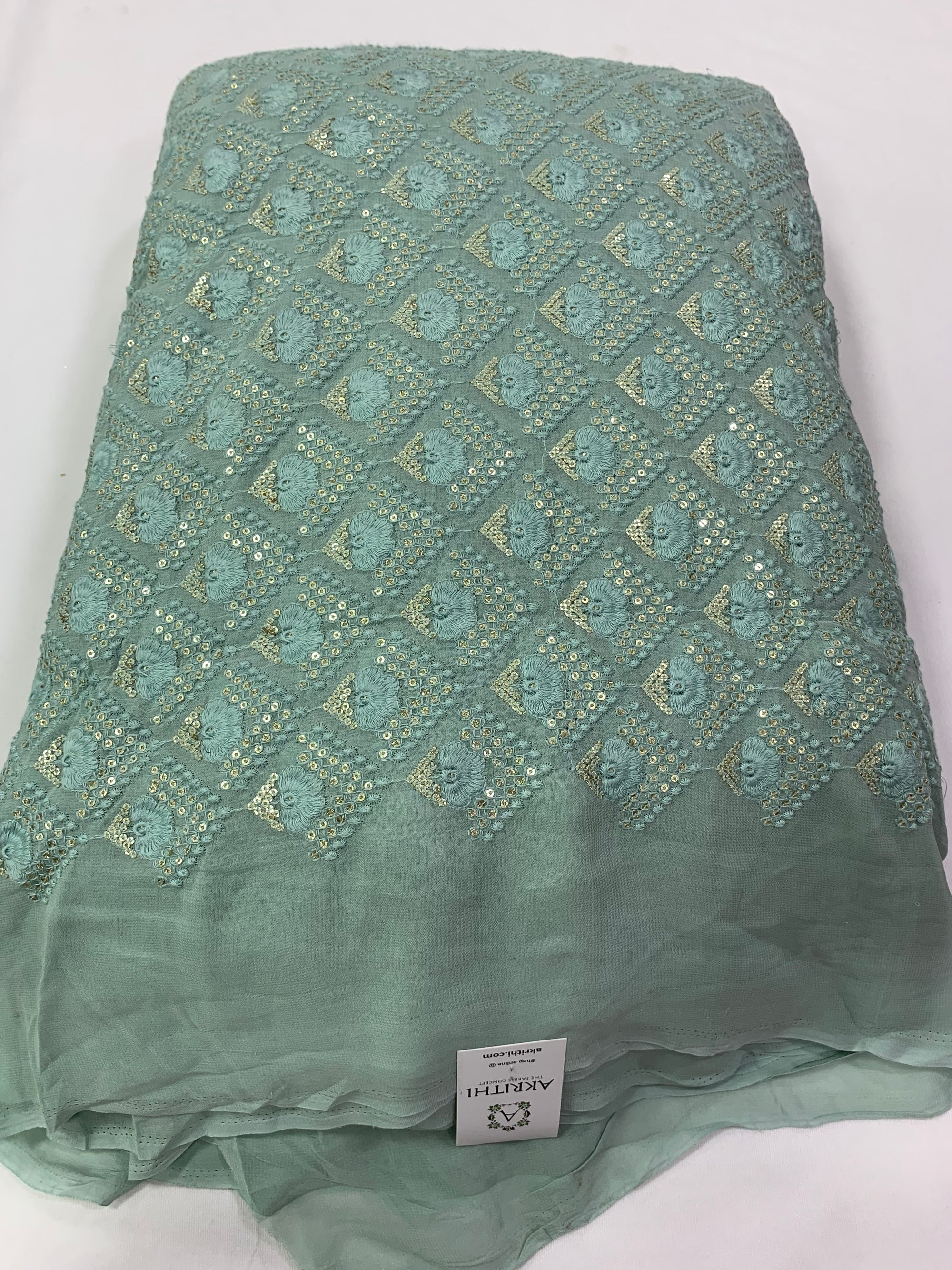 Embroidery on pure georgette fabric